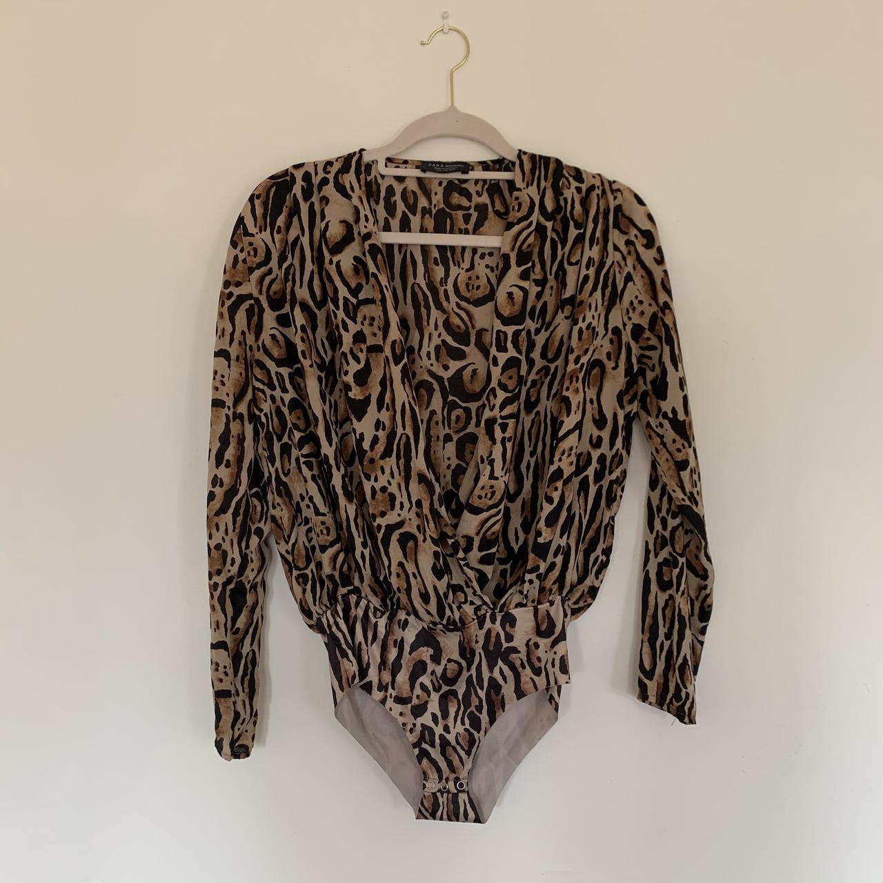 Zara leopard print bodysuit material that... Depop