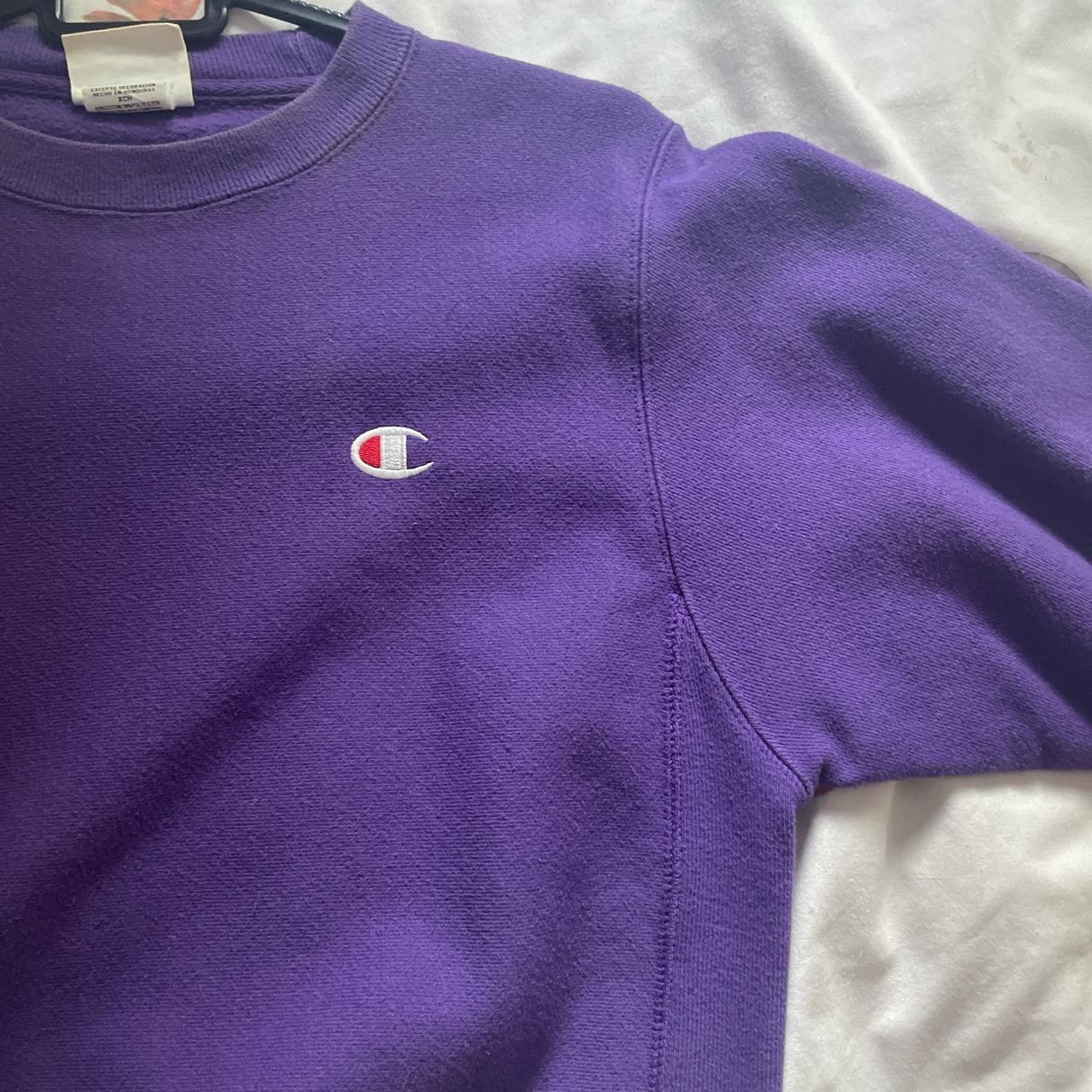 purple champion reverse weave sweatshirt in size XS.... - Depop