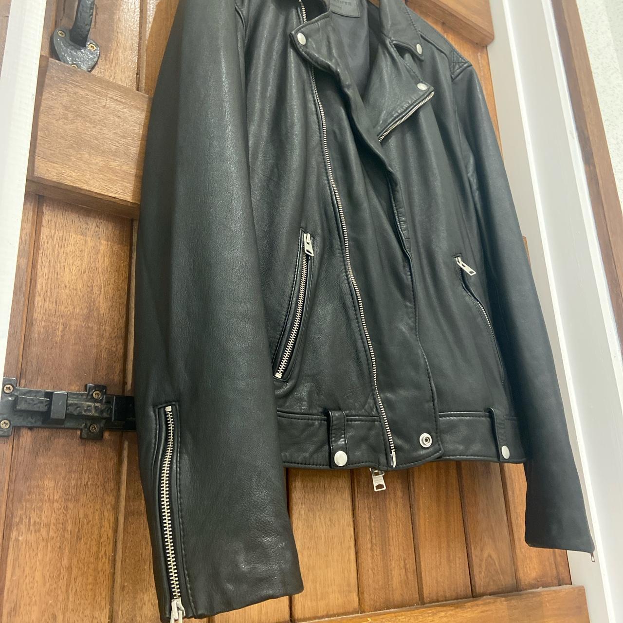 Black Allsaints Leather Lomi Biker Jacket Worn A Depop