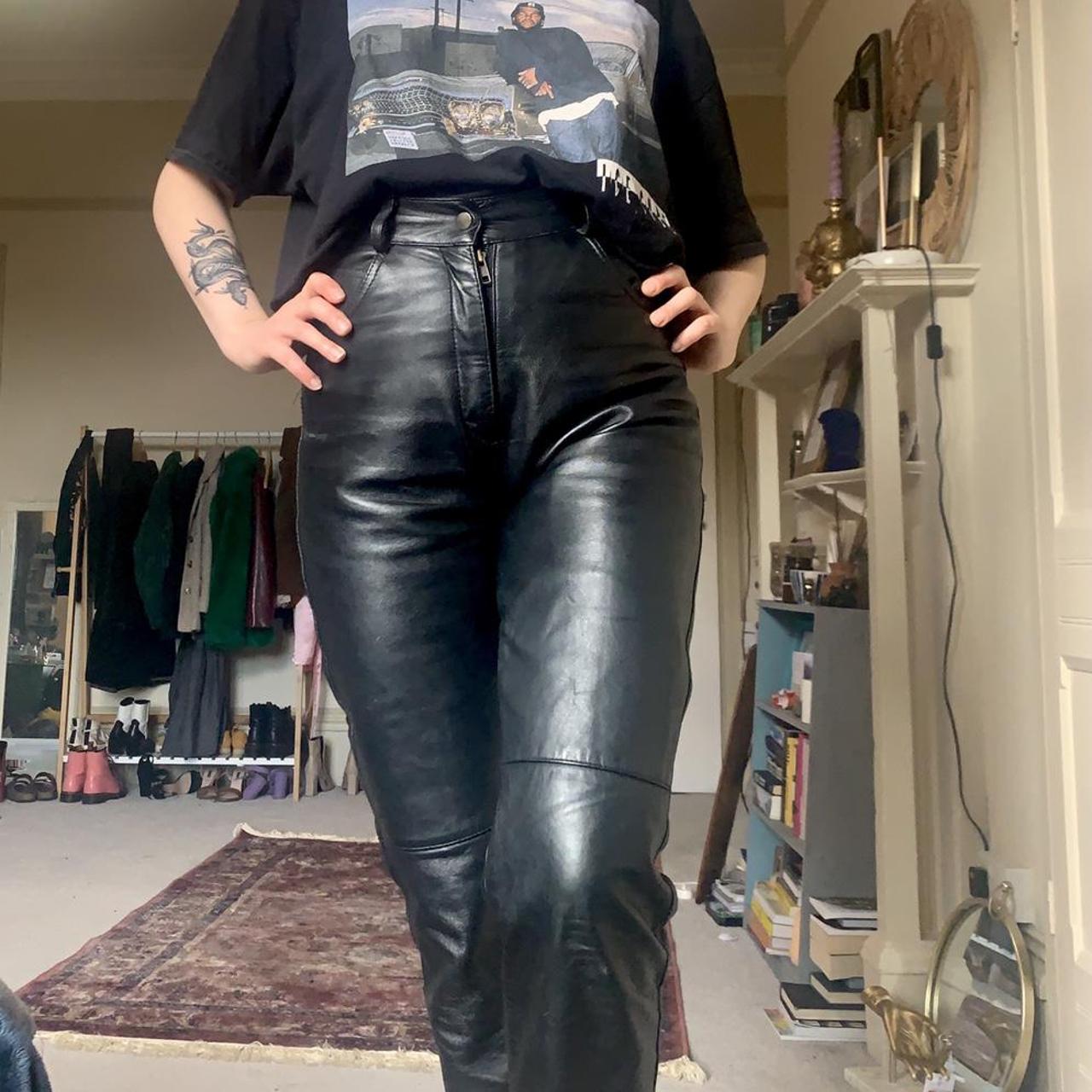 Vintage leather trousers - Depop