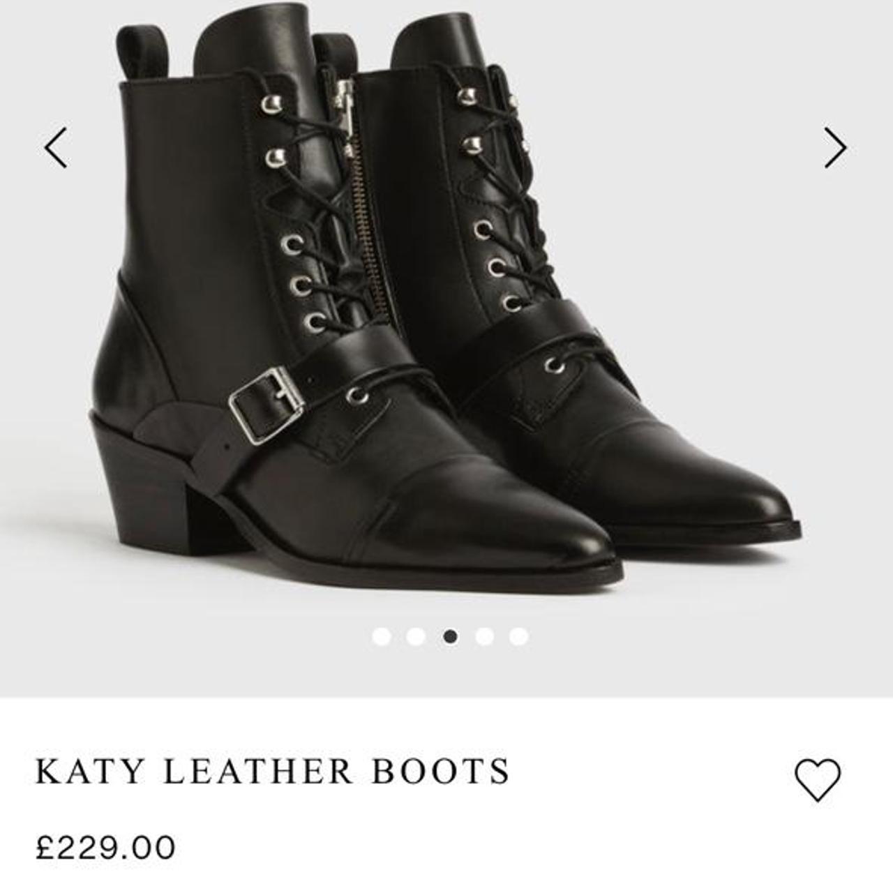 All Saints Katy black boots. Smooth black leather... - Depop