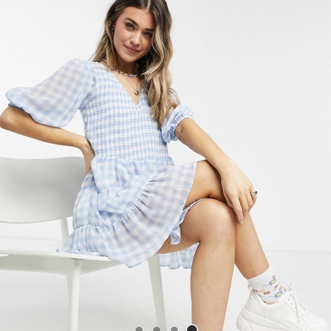 Blue gingham dress asos Clearance