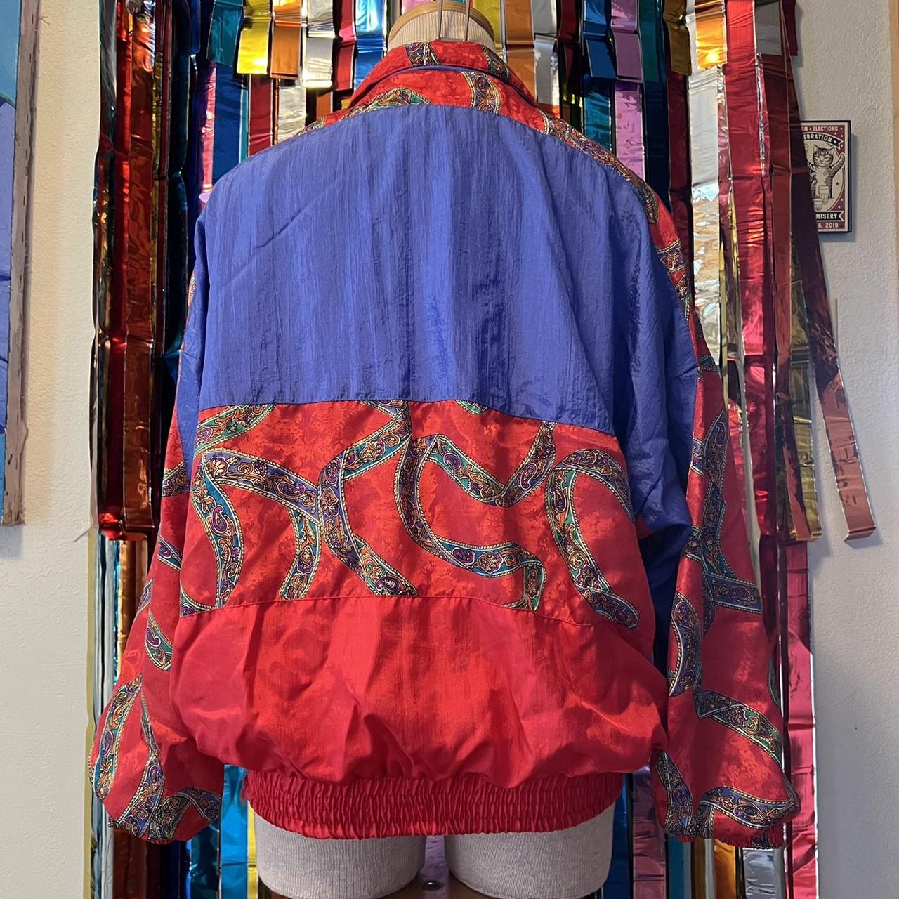 American Vintage Women's Blue and Red Jacket | Depop