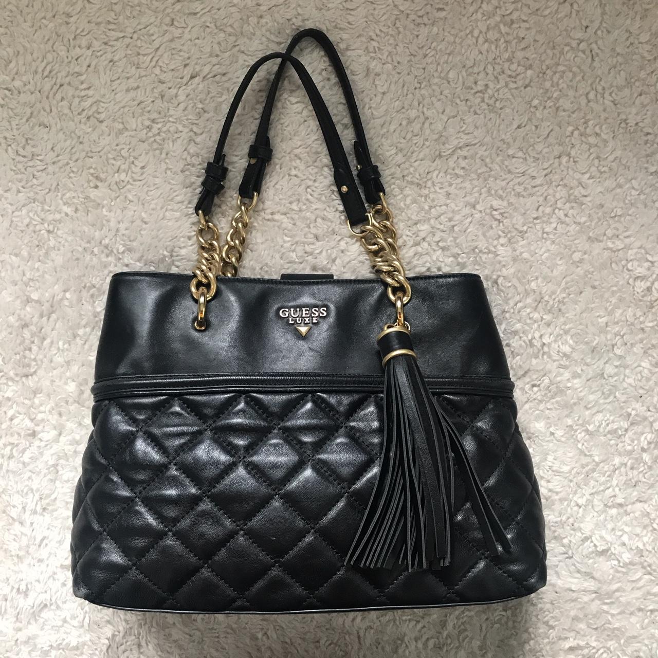 Genuine guess luxe black and gold quilted leather - Depop