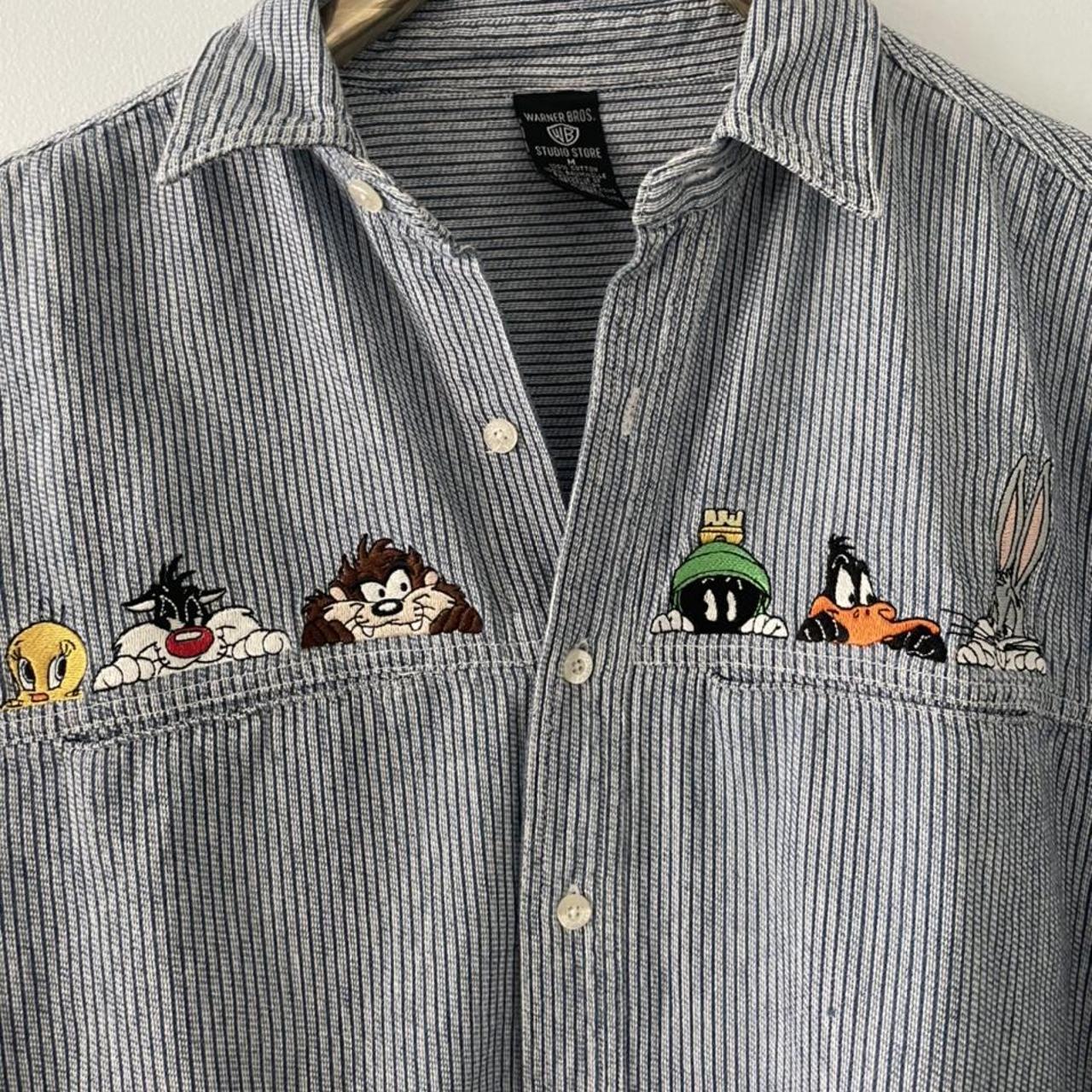 Warner Bros Studio Store Stripped Shirt With... - Depop