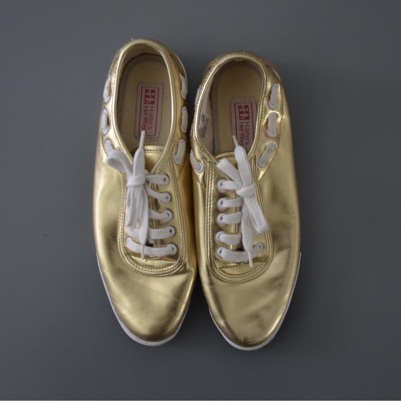80s/90s women's gold sneakers brand “Hanes her Depop