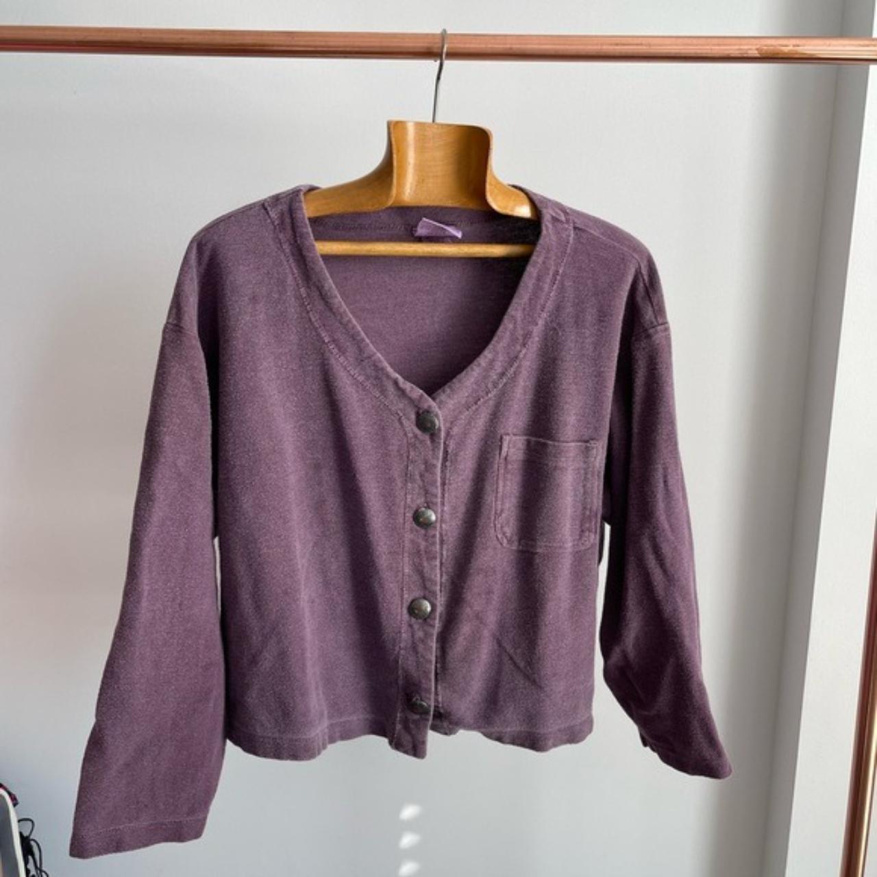 Cotton Cardigan Vintage Top Crop Button Front V Neck... - Depop