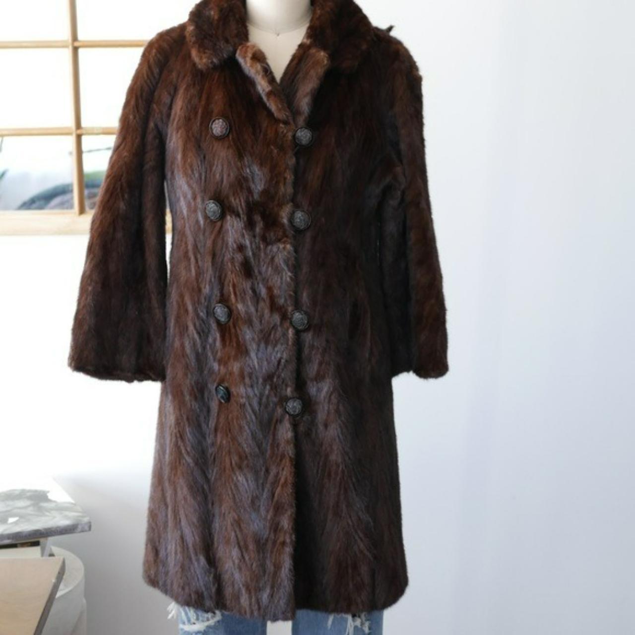 Genuine Fur Coat Jacket Vintage Brown Multi Double... - Depop