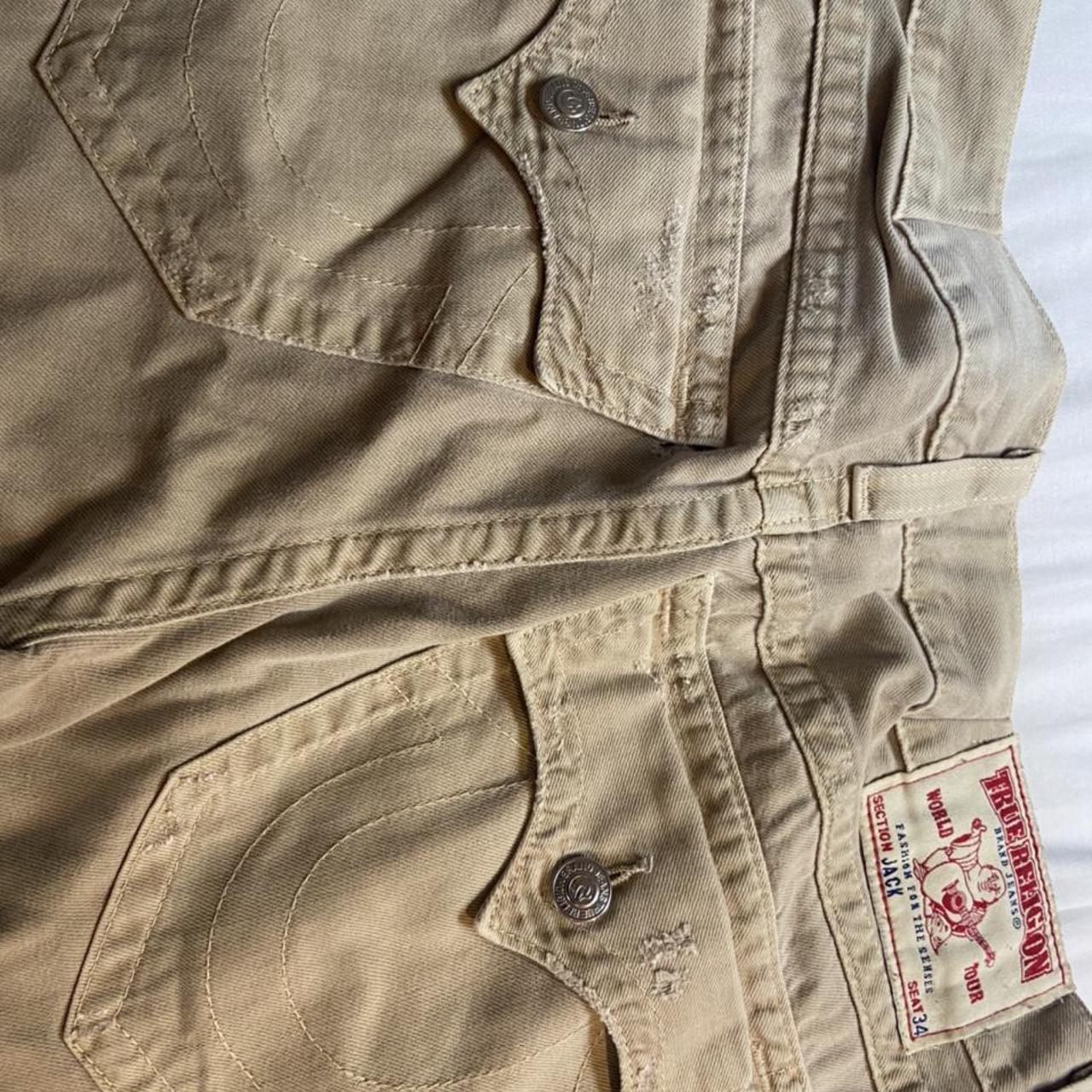 Brand new cream true religion Jeans Rare af sick... - Depop