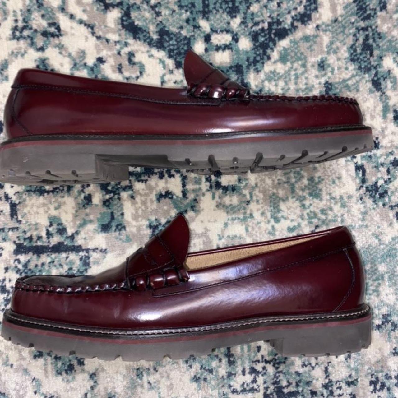 Gh Bass weejuns 90s penny loafers in oxblood cherry... - Depop