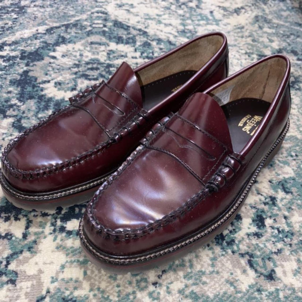 Gh Bass weejuns 90s penny loafers in oxblood cherry... - Depop