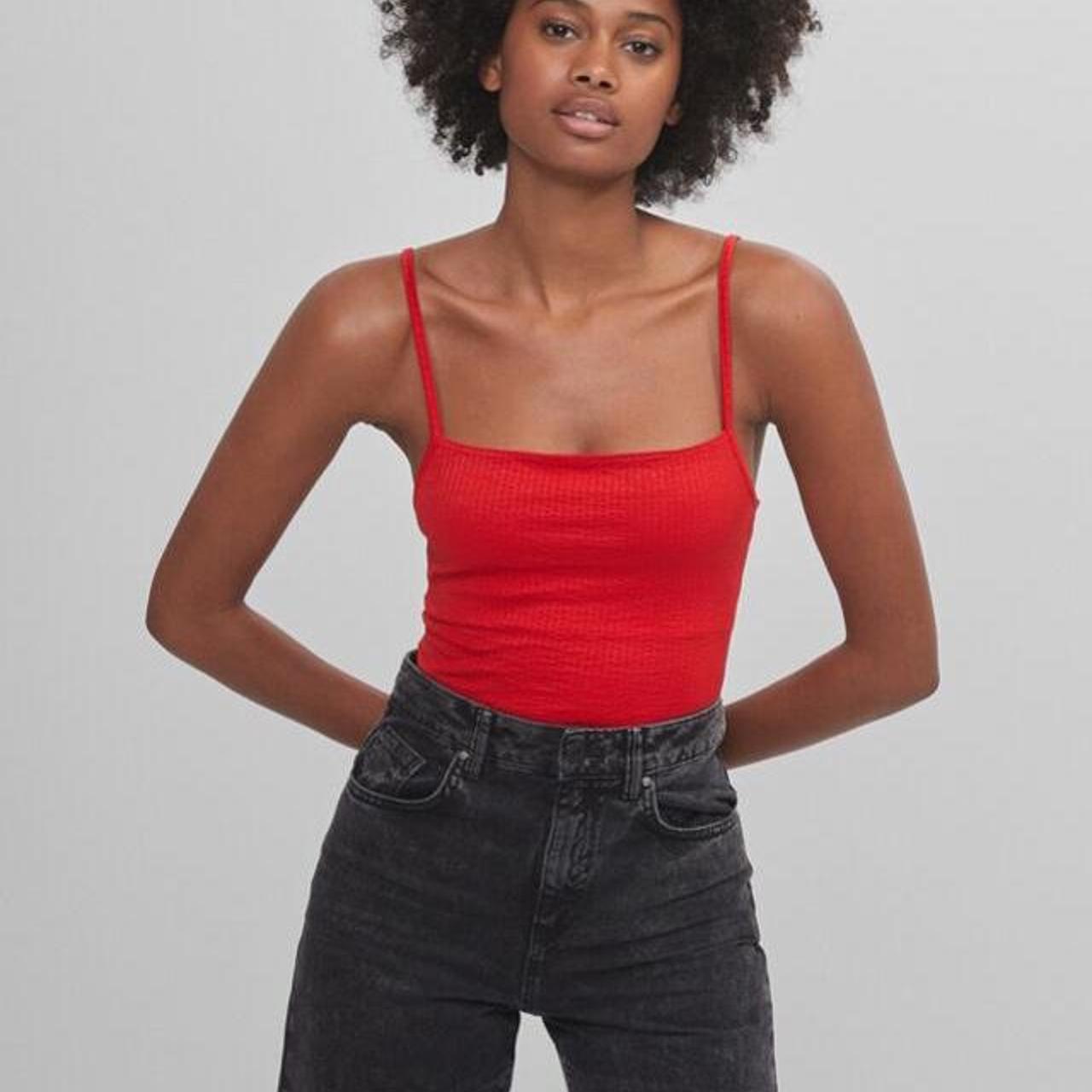 Selling This Red Ribbed Bodysuit From Bershka Brand Depop 6299