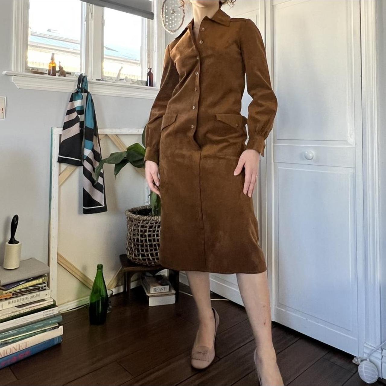 brown suede midi dress