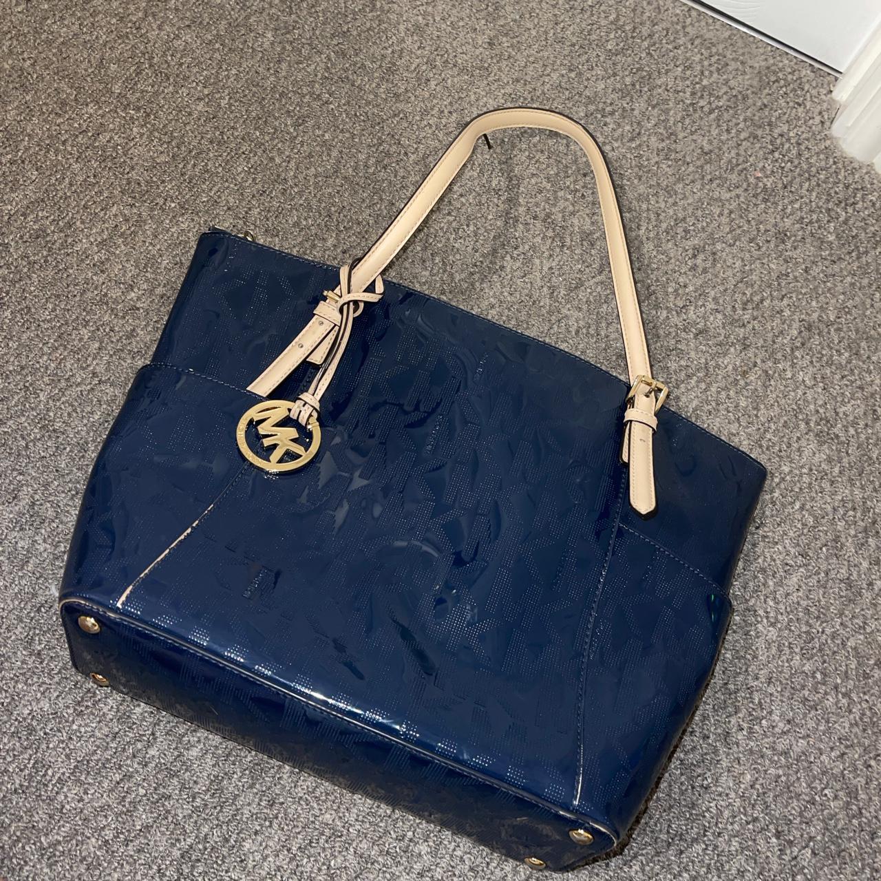 Michael Kors bag Michael Kora navy patent bag 100%... - Depop