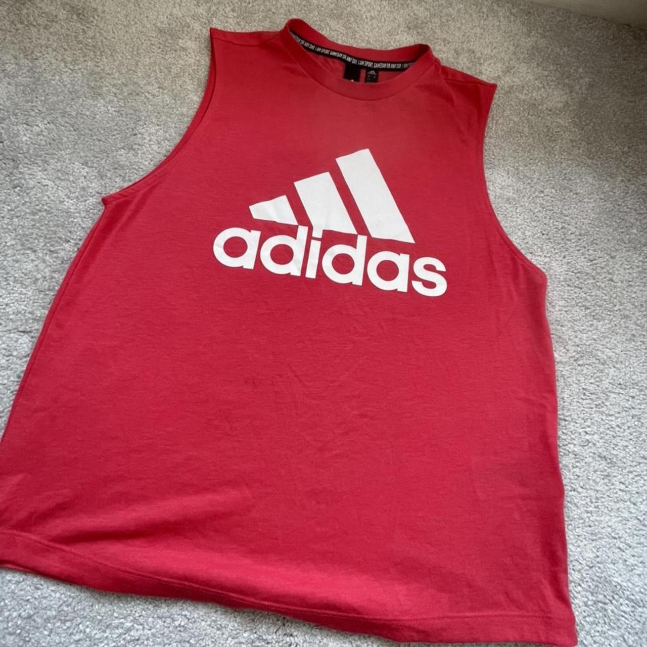 Adidas Women's Red and White Vest | Depop