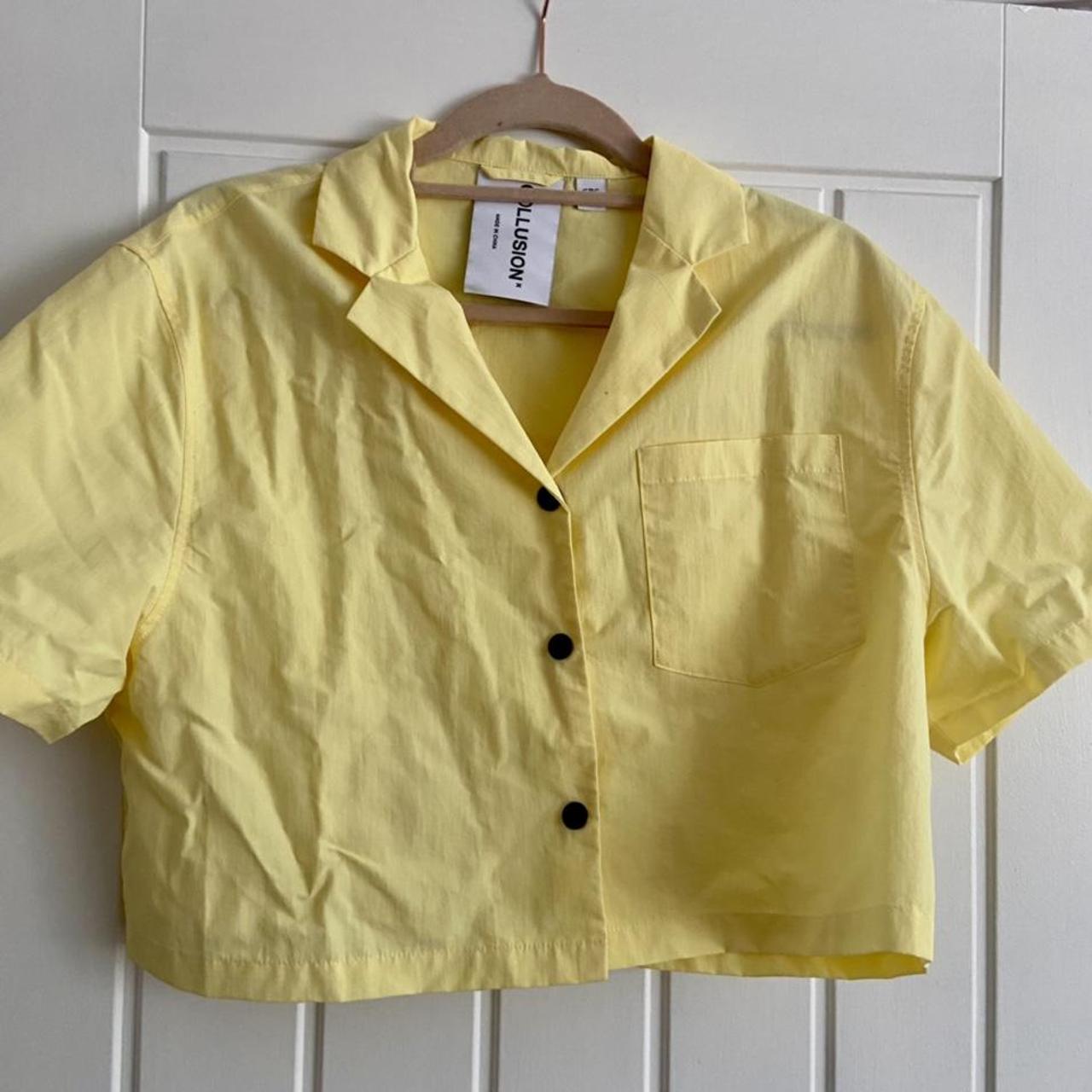 ASOS Women's Yellow and Cream Shirt | Depop