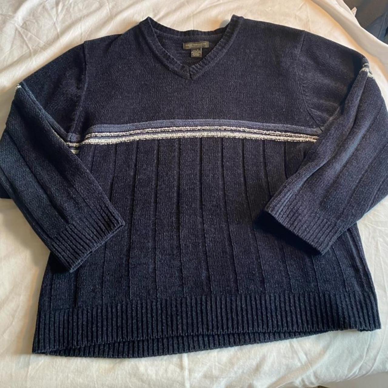 Beautiful vintage navy blue 90s style warm sweater!... - Depop