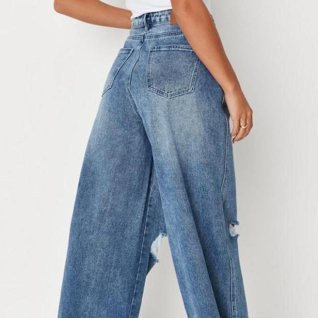 Missguided Blue Knee Rip Baggy Boyfriend Jeans Missguided Double