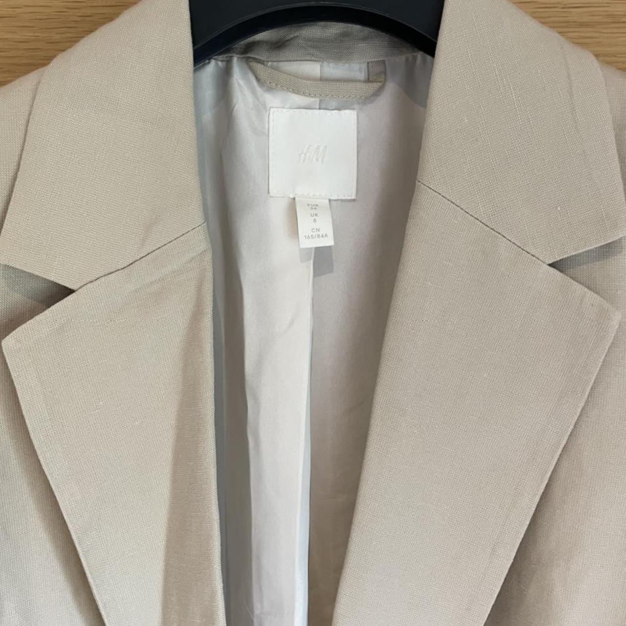 H&M Beige Linen Blend Blazer, Size 8. Worn but in... - Depop