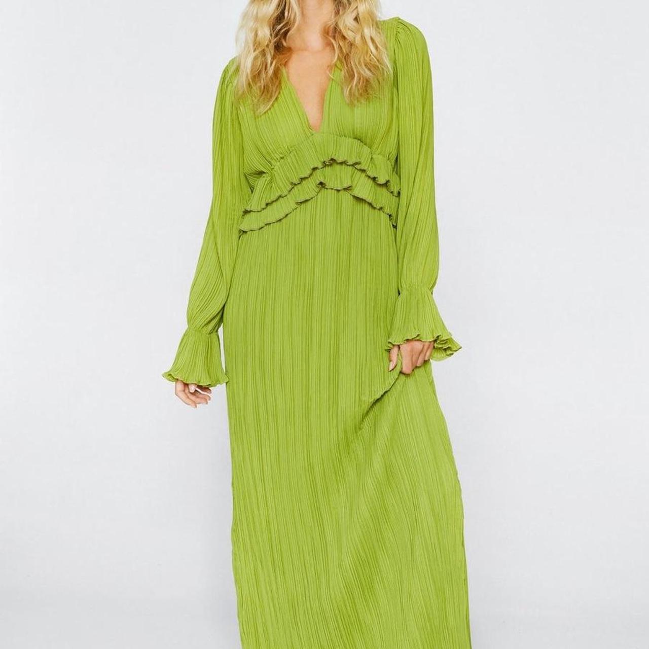 NASTY GAL Pleated Chiffon Ruffle Maxi Dress UK