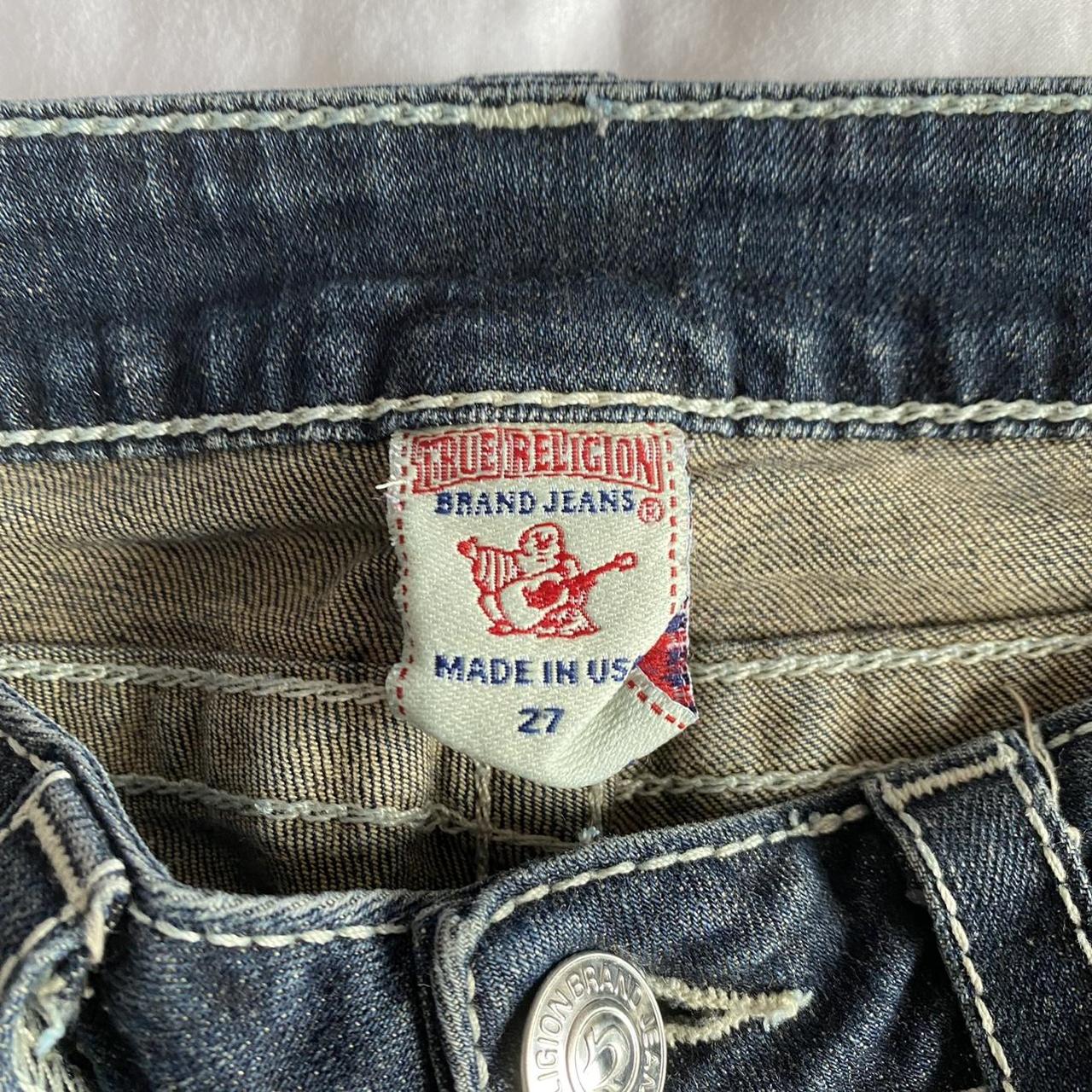 true religion bootcut contrast stitch jeans with... - Depop