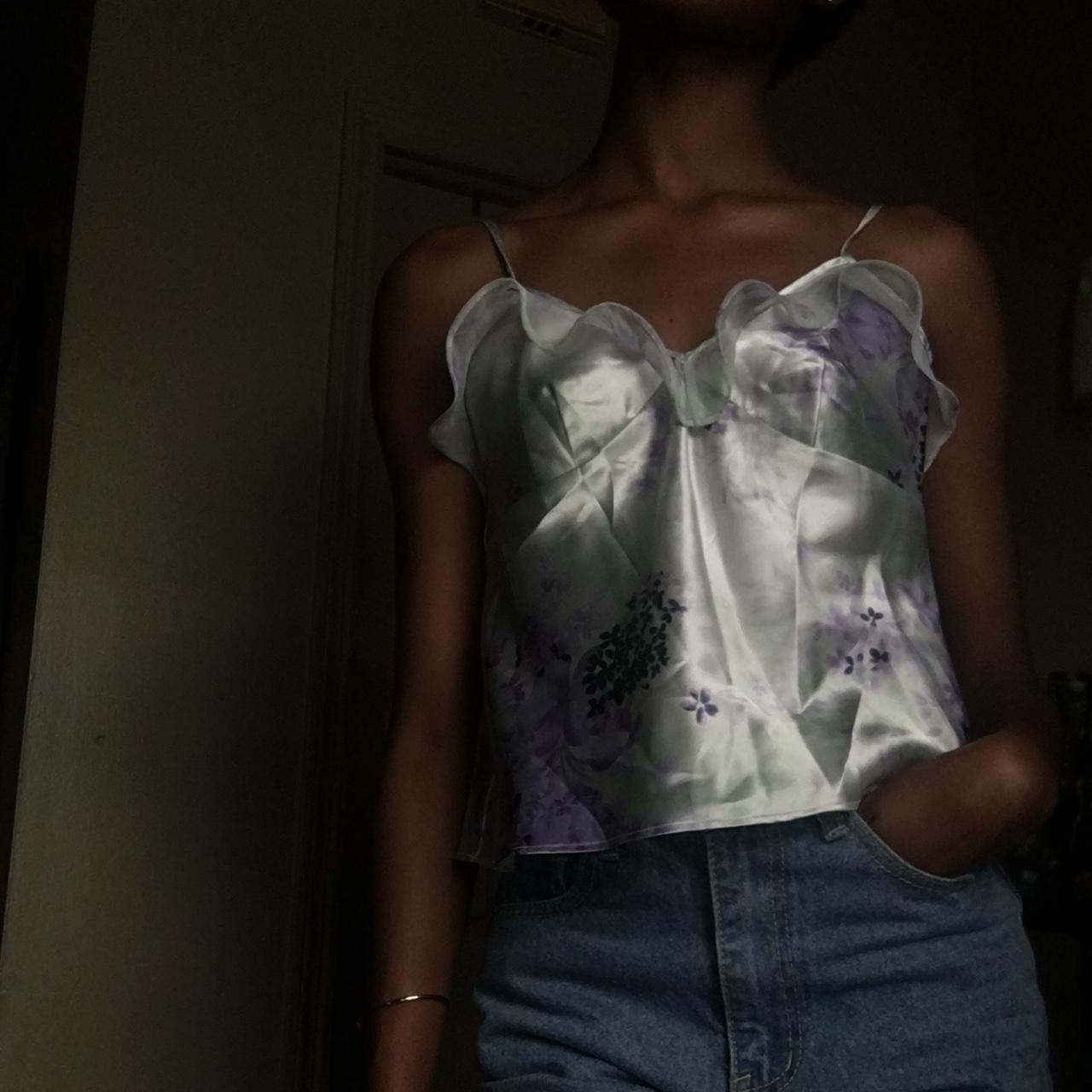 Satin floral top. Super cute and dainty! Has a... Depop