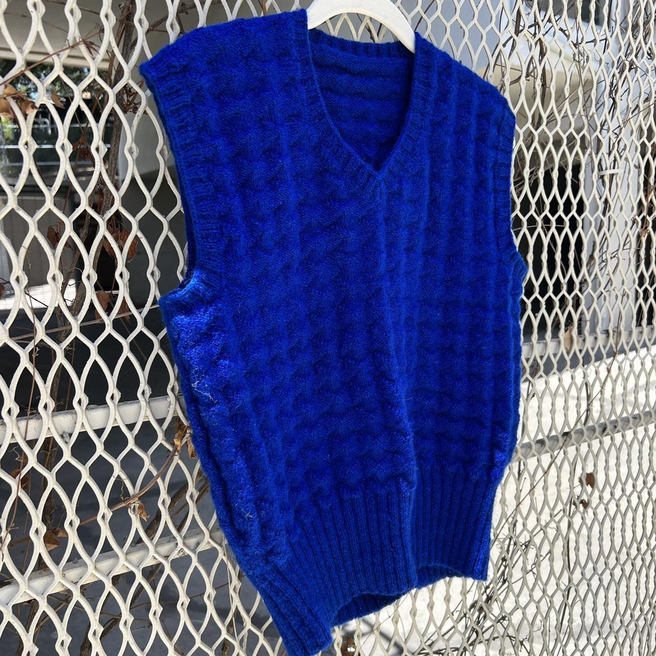 70s Electric Blue Wool Sweater Vest Amazing wool... Depop