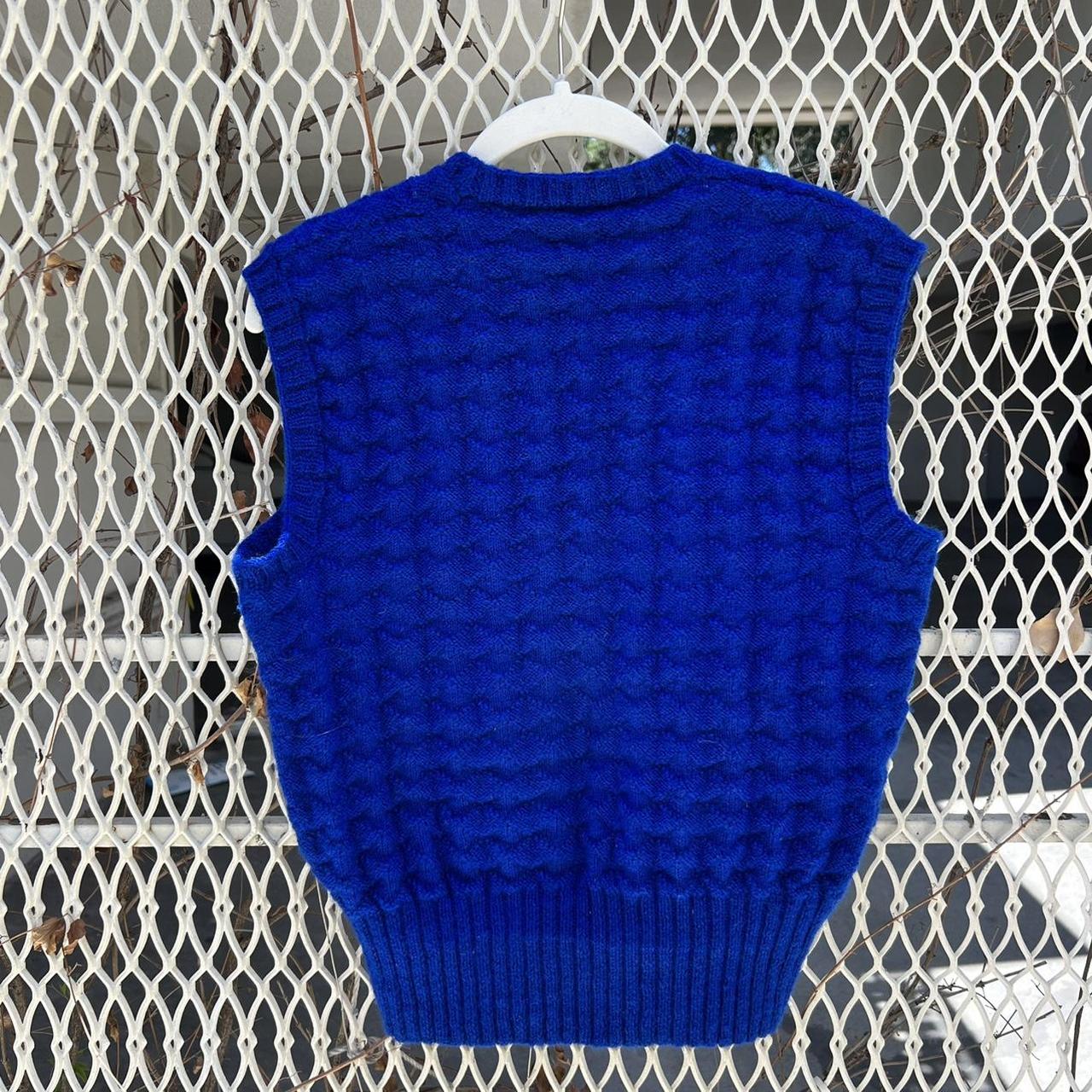 70s Electric Blue Wool Sweater Vest Amazing wool... Depop