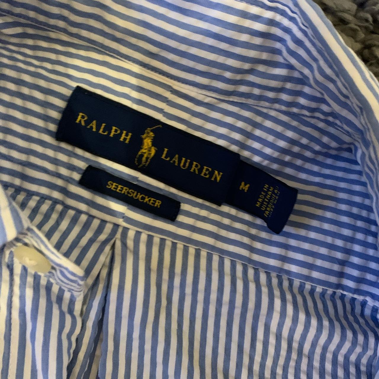 Vintage y2k oversized Ralph Lauren blue and white... - Depop