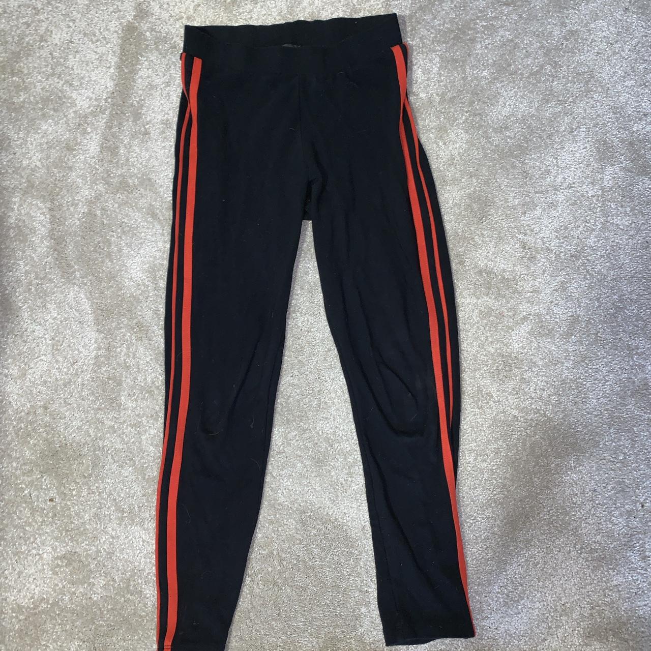 Black leggings with red stripe best sale