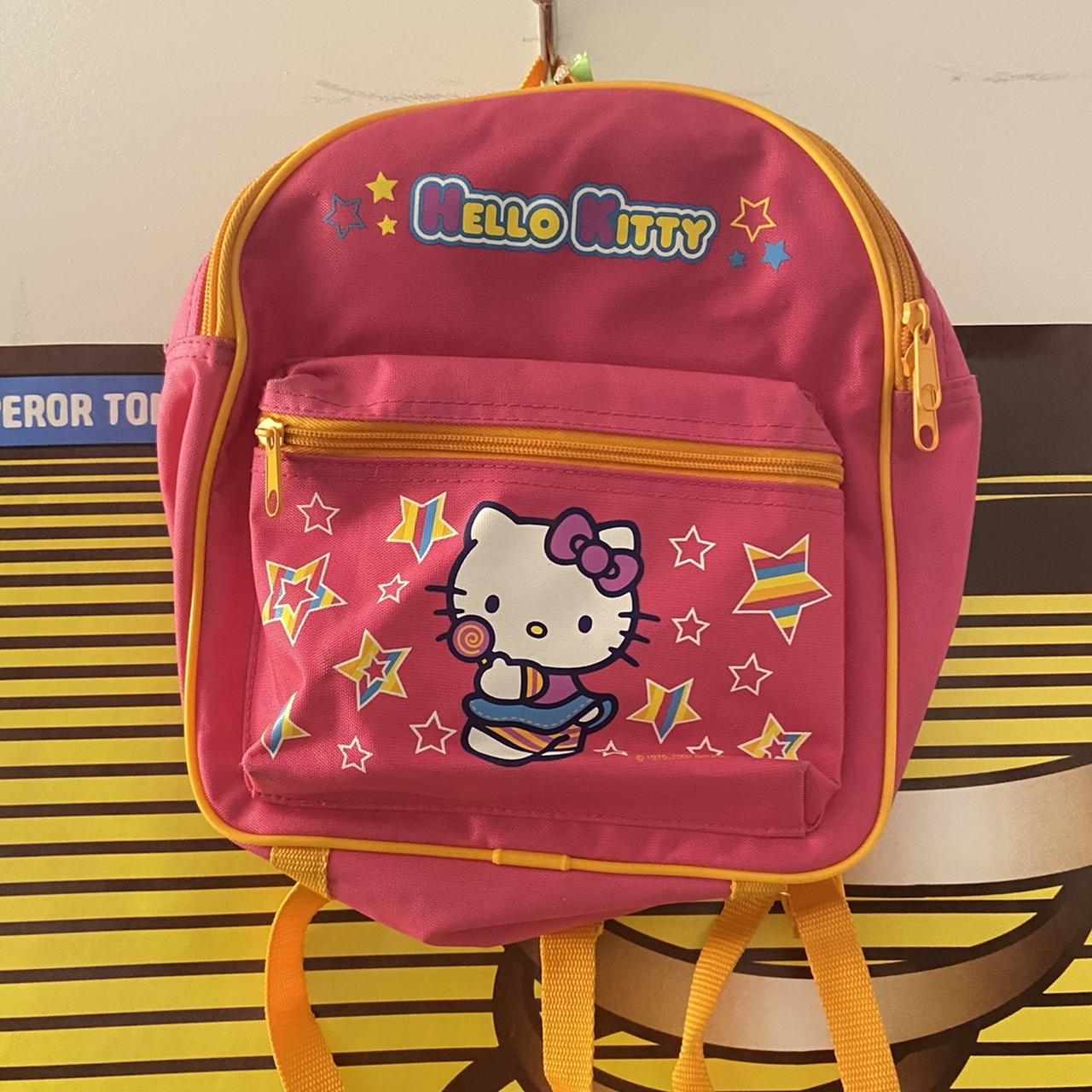 Super cute Pink mini backpack, has a colorful heart - Depop