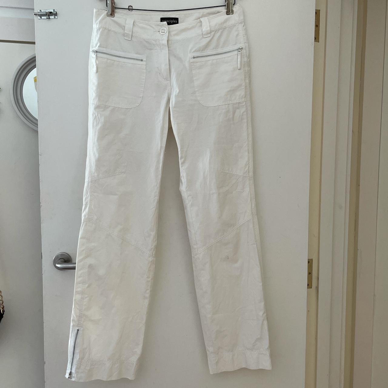 Principles cute white low rise trousers loose leg... Depop