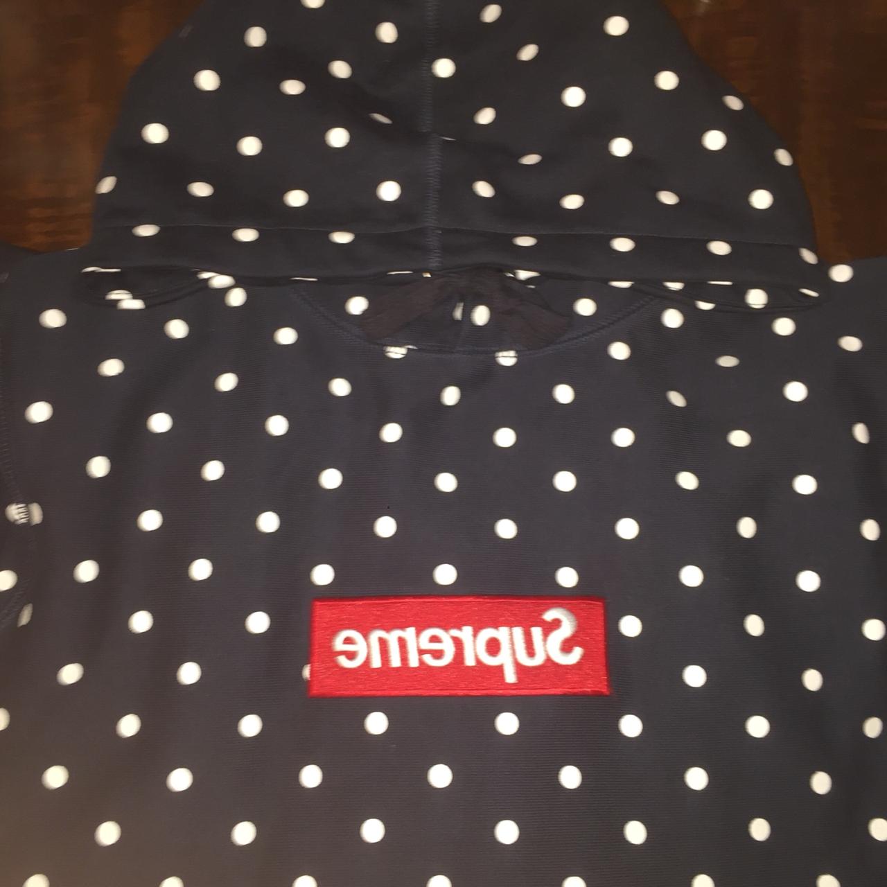 Supreme cdg black polka dot sales hoodie