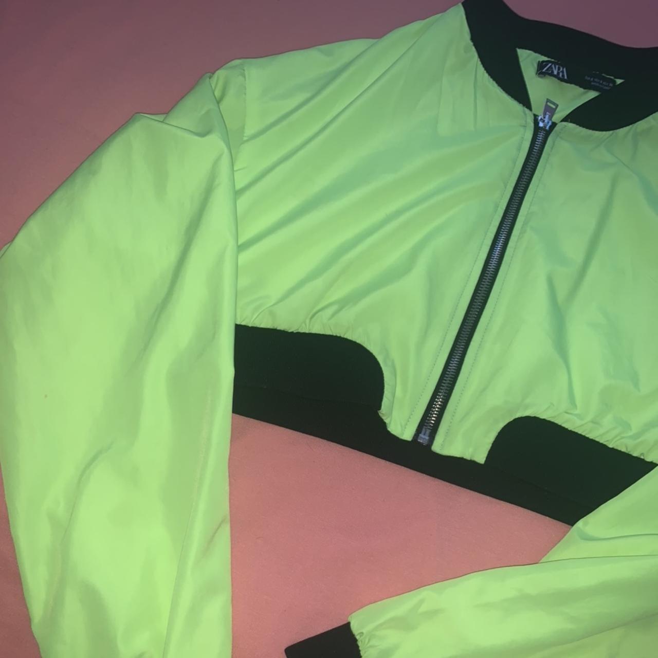 Zara cropped neon jacket . Hardly worn. Size... Depop