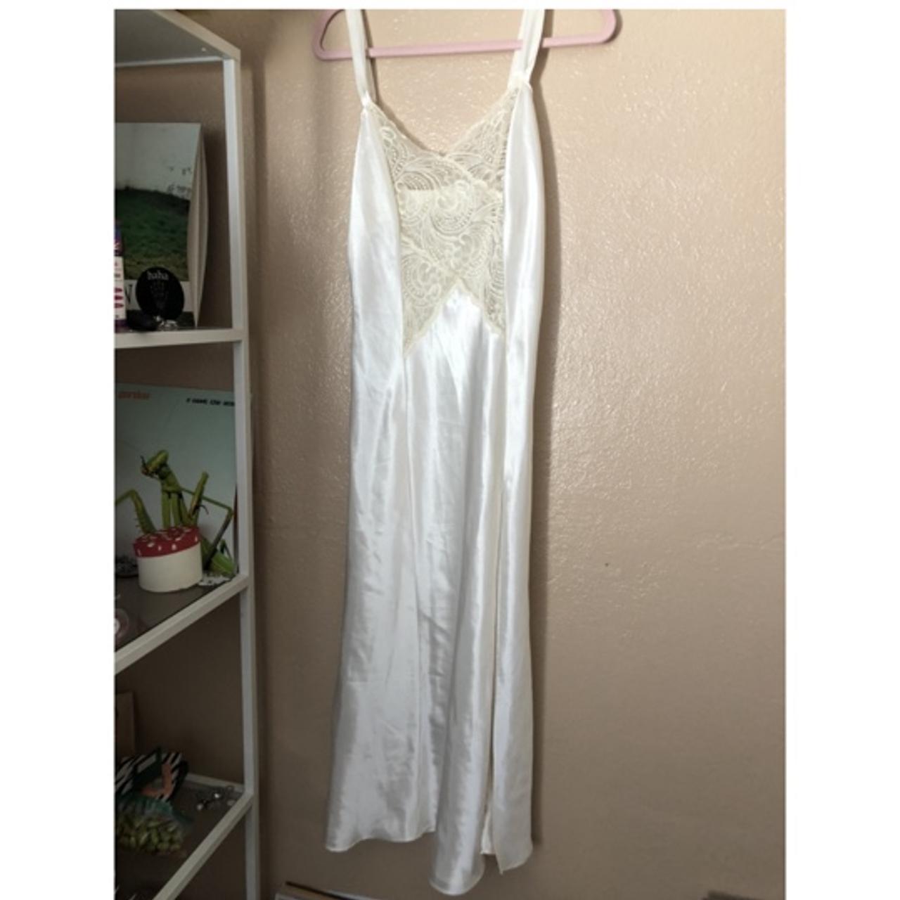 white vintage Victoria’s Secret long slip maxi... - Depop