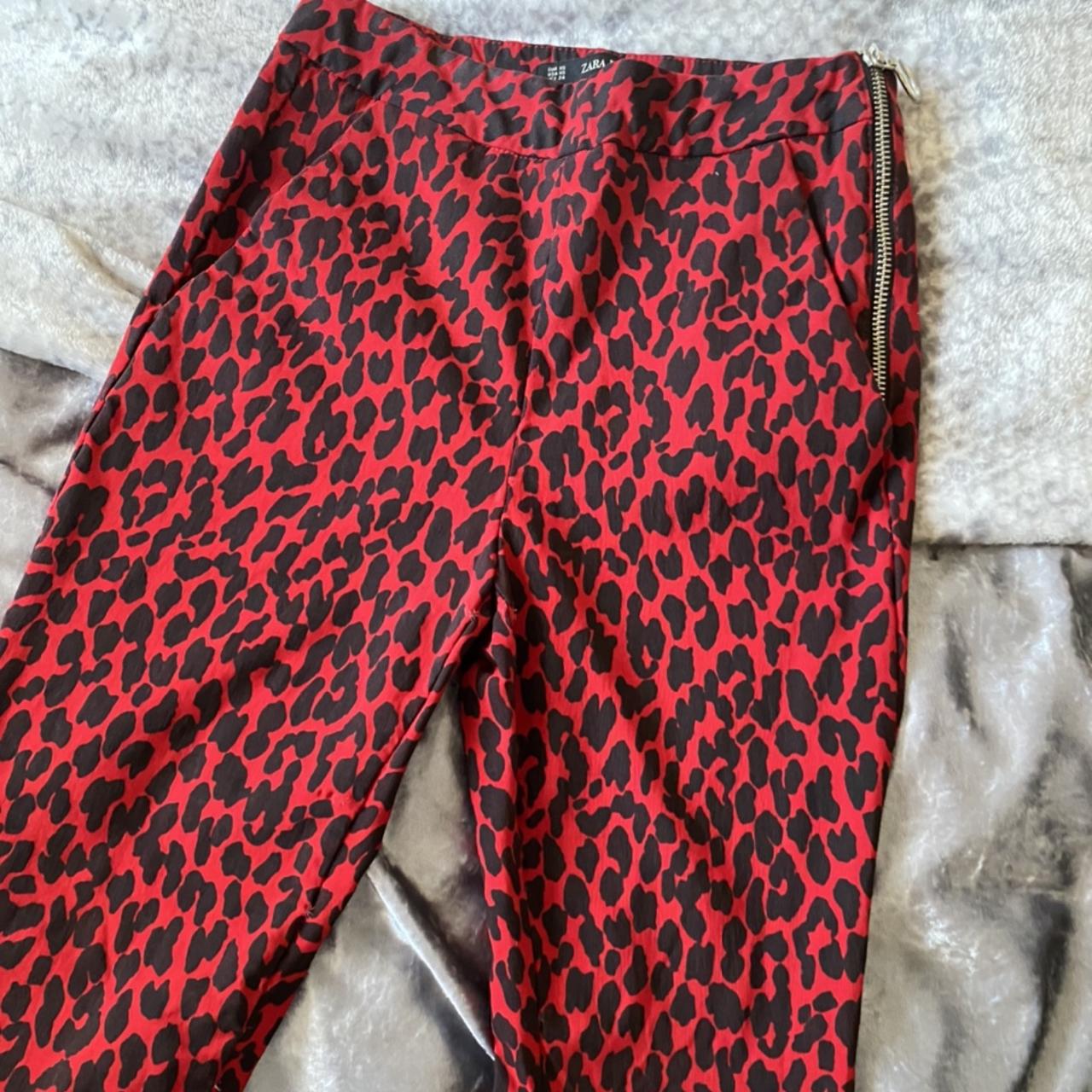 Red leopard sale print trousers zara