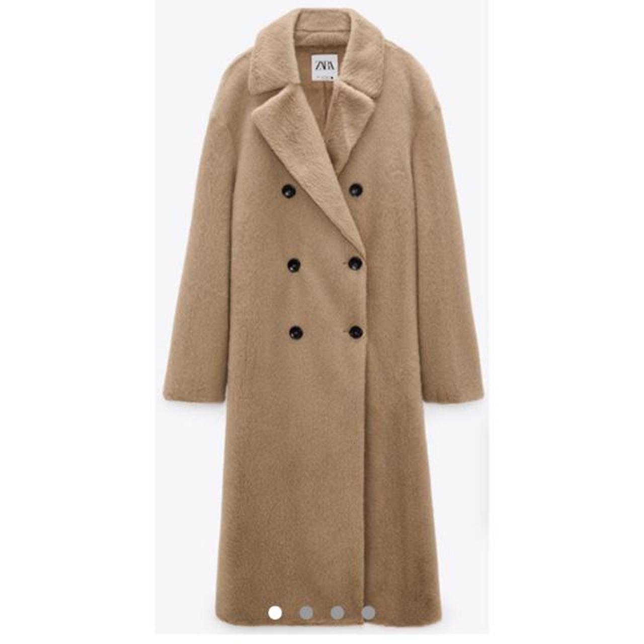 Beige fur hot sale coat zara