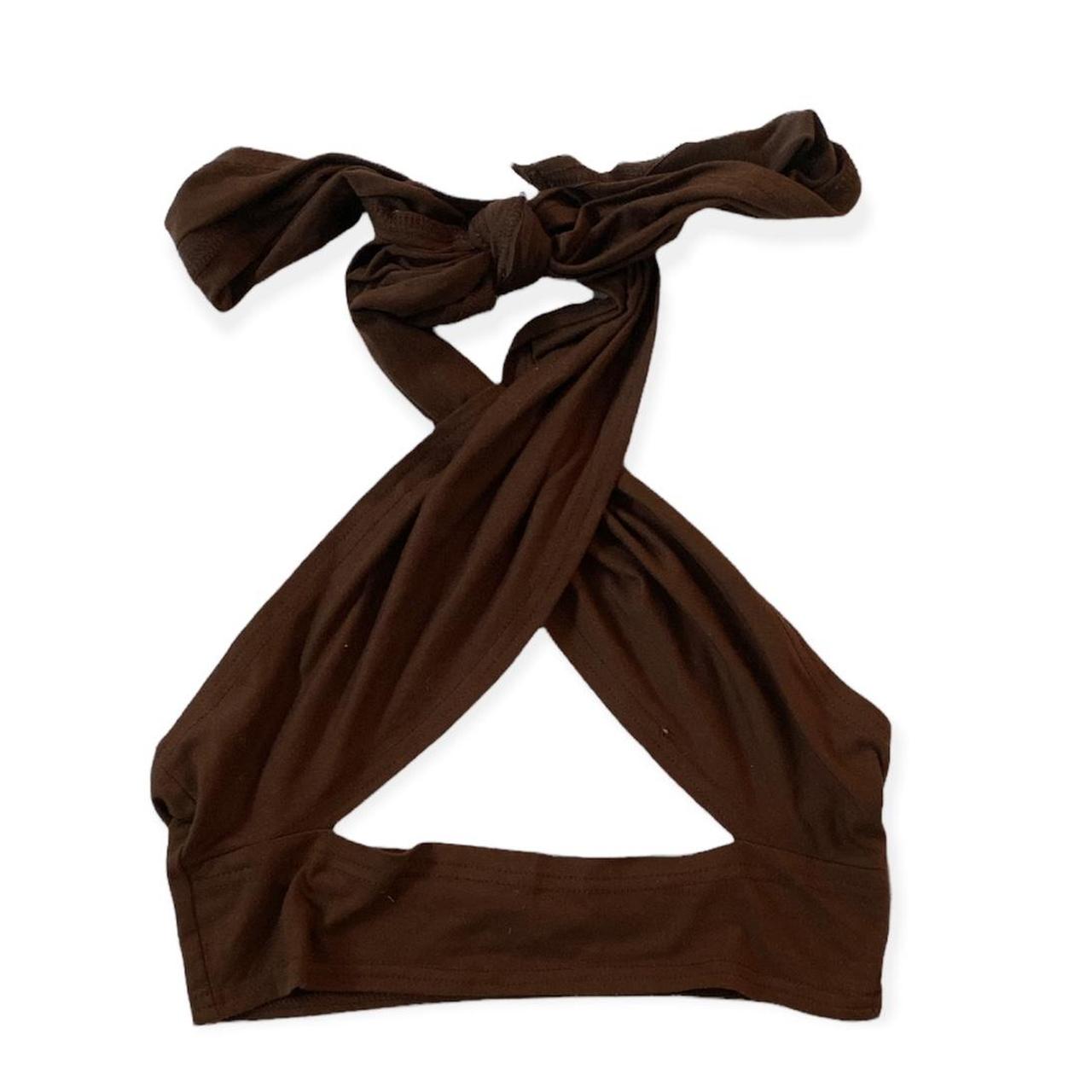 shein brown criss cross wrap top the perfect going... - Depop