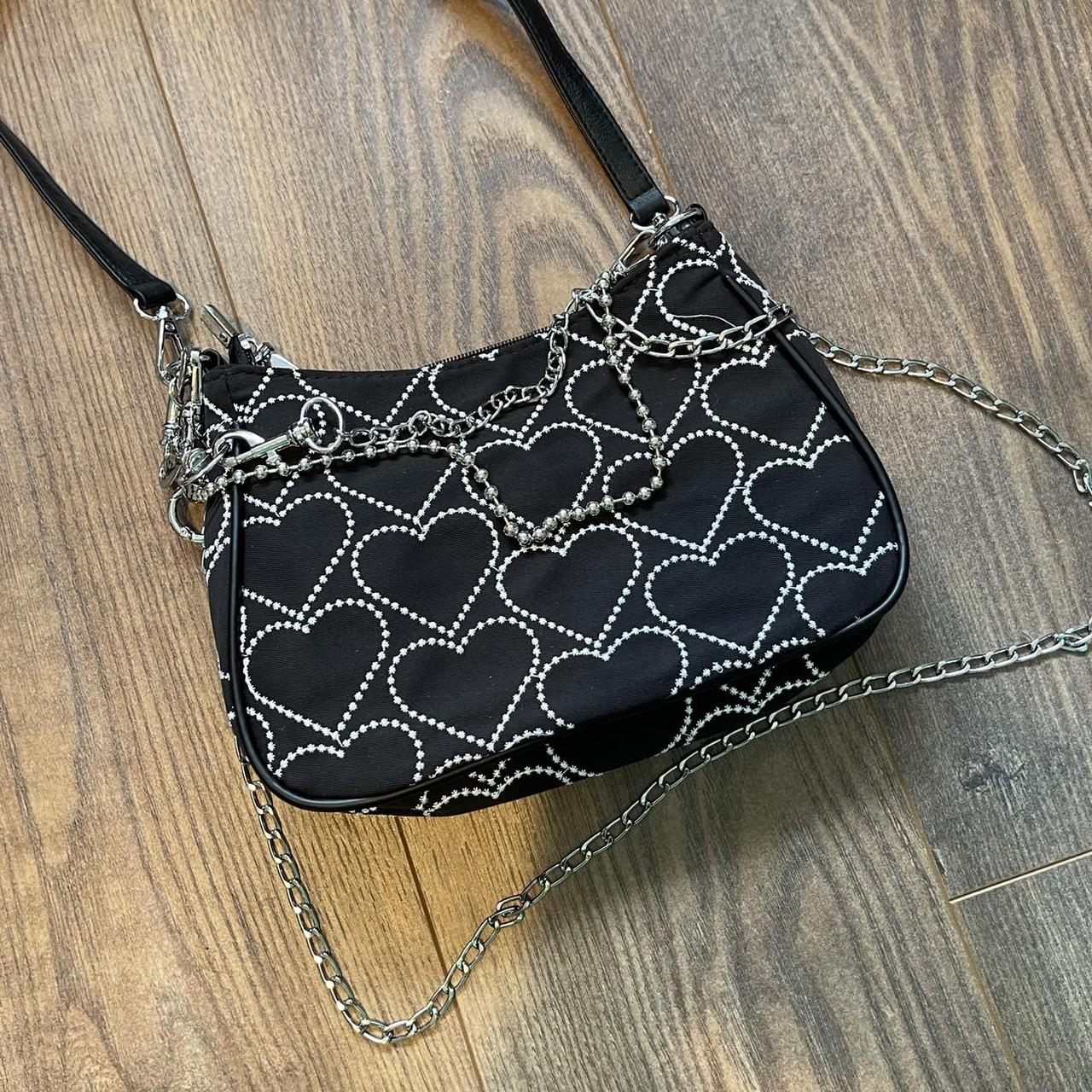 Black shoulder bag with chain strap and details love... Depop