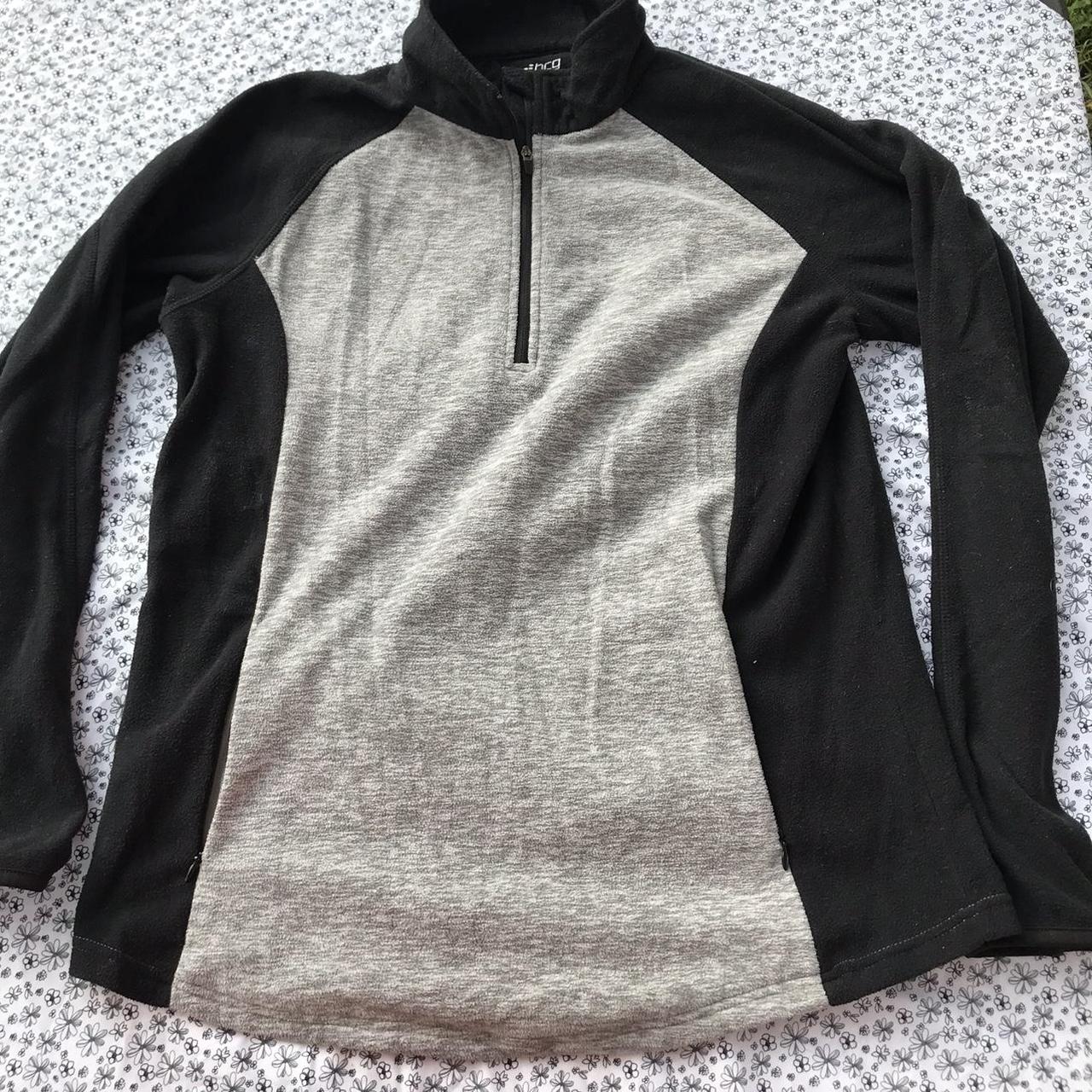 Grey and black quarter zip sweater by bcg Size... - Depop