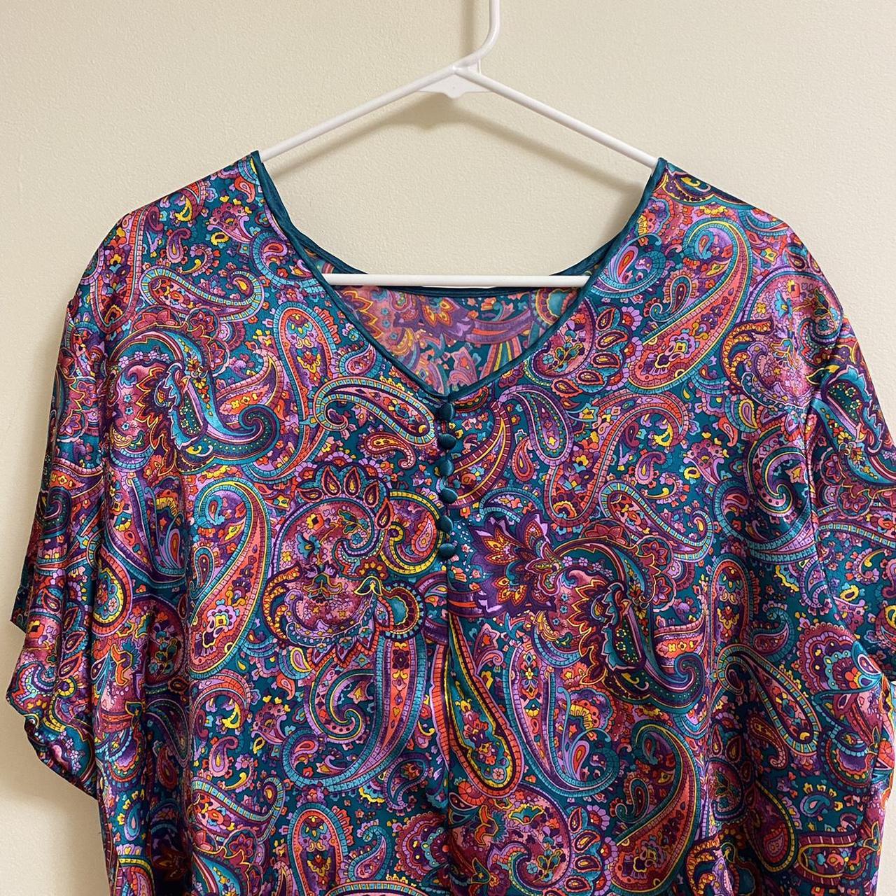 Paisley Silk Shirt Multicolor paisley printed silk... - Depop