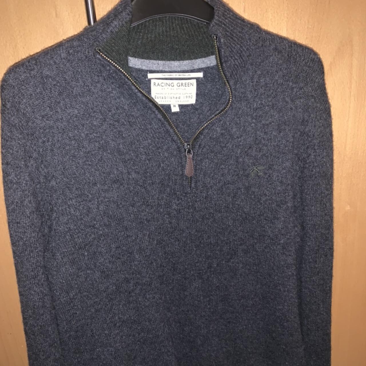 Men’s Quarter Zip Grey/Green Racing Green Medium DM... - Depop