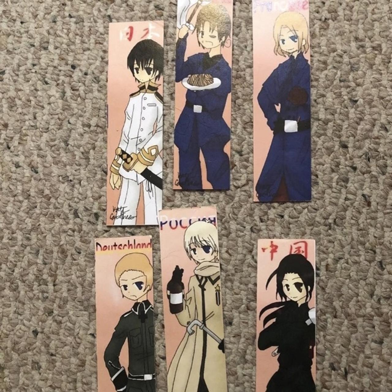 6x bookmarks of characters from the hit manga... - Depop