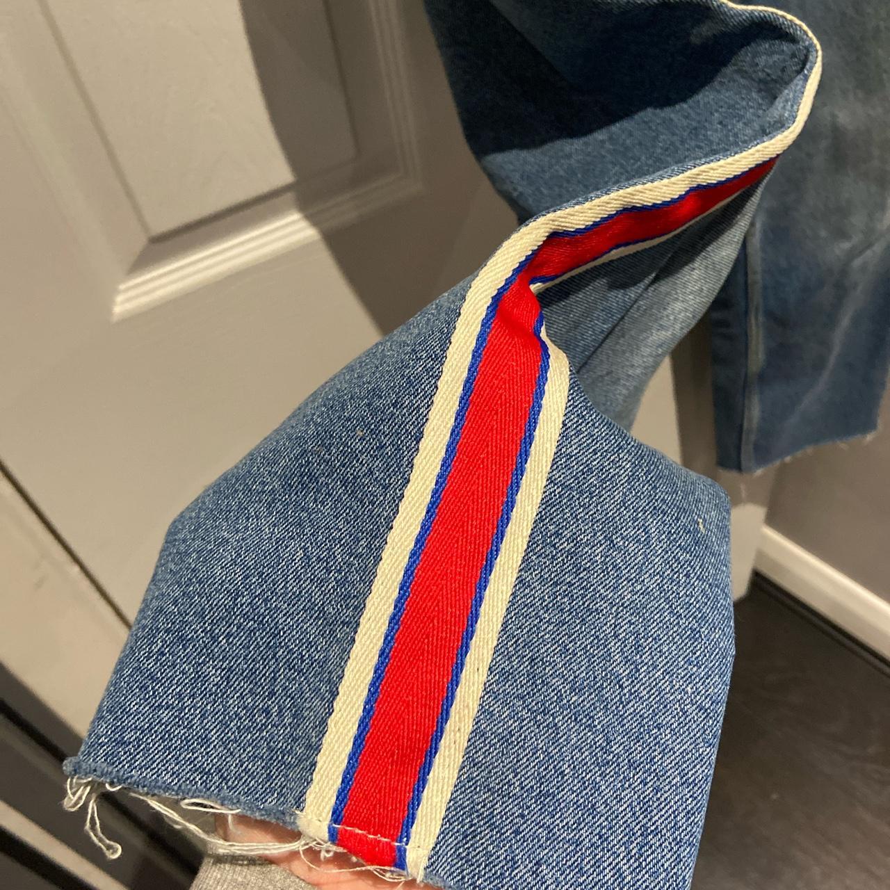 ZARA STRAIGHT LEG JEANS, SIZE 10 STRIPE SIDE