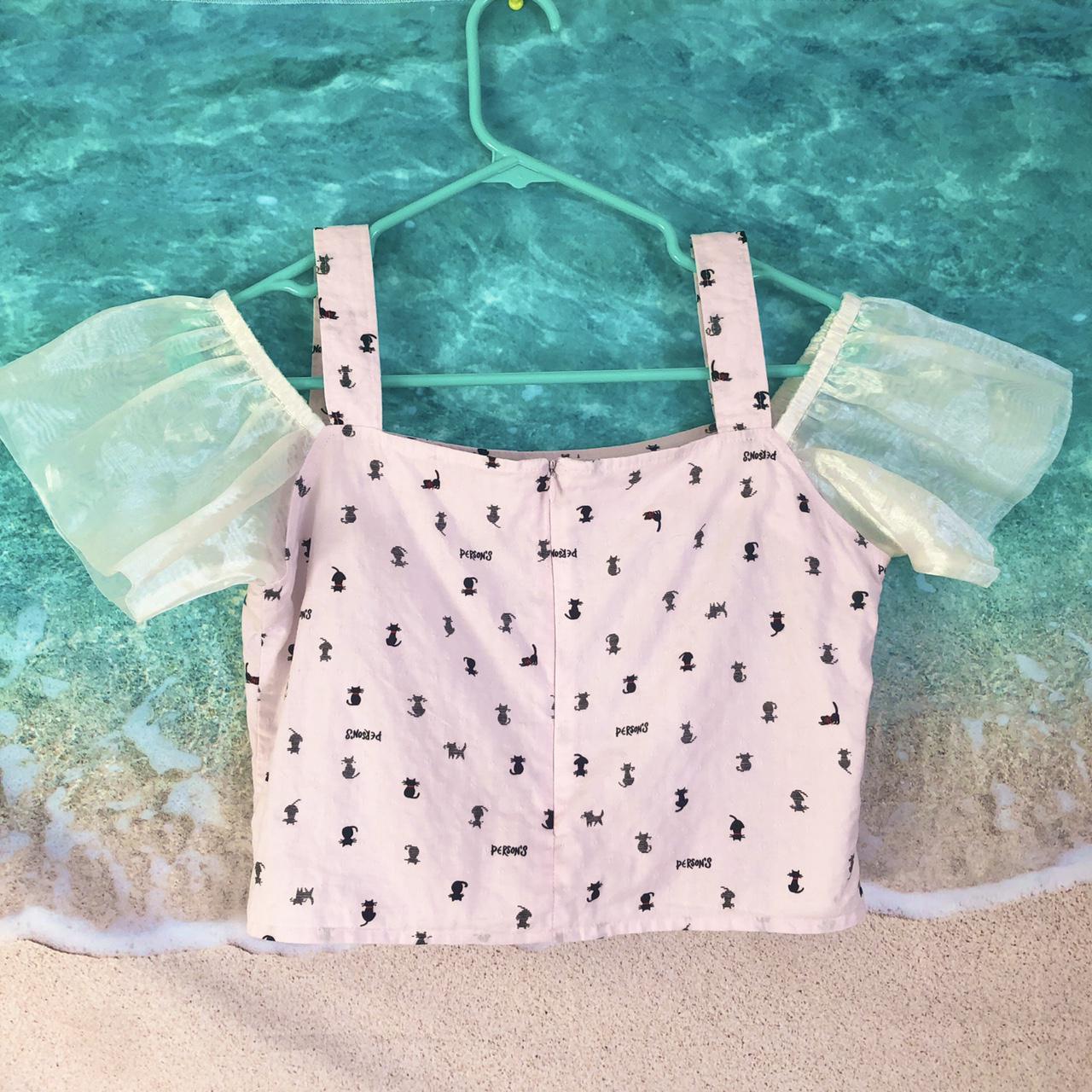 Adorable kawaii cat crop top, size Small with... Depop