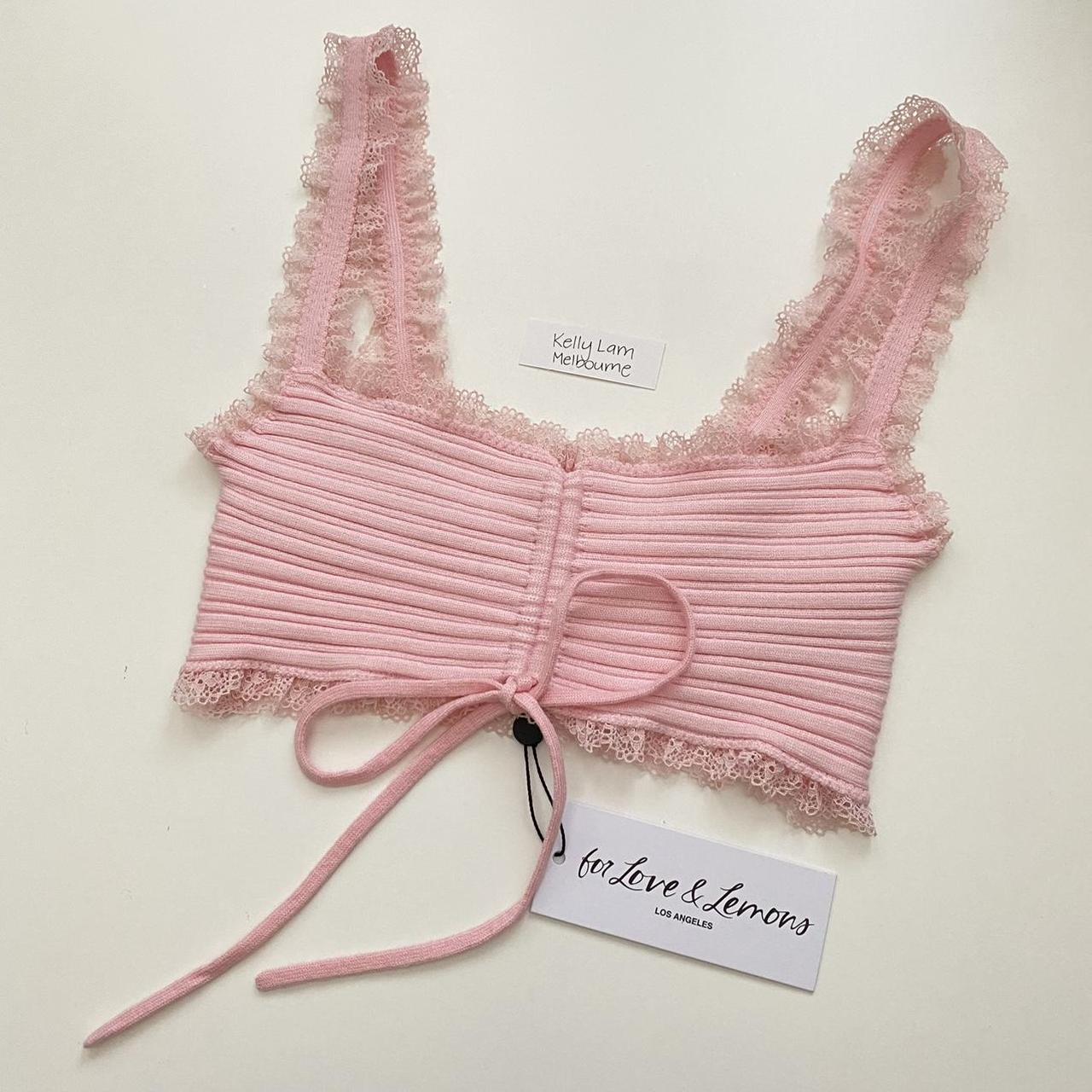 For Love & Lemons Women's Pink Vest Depop