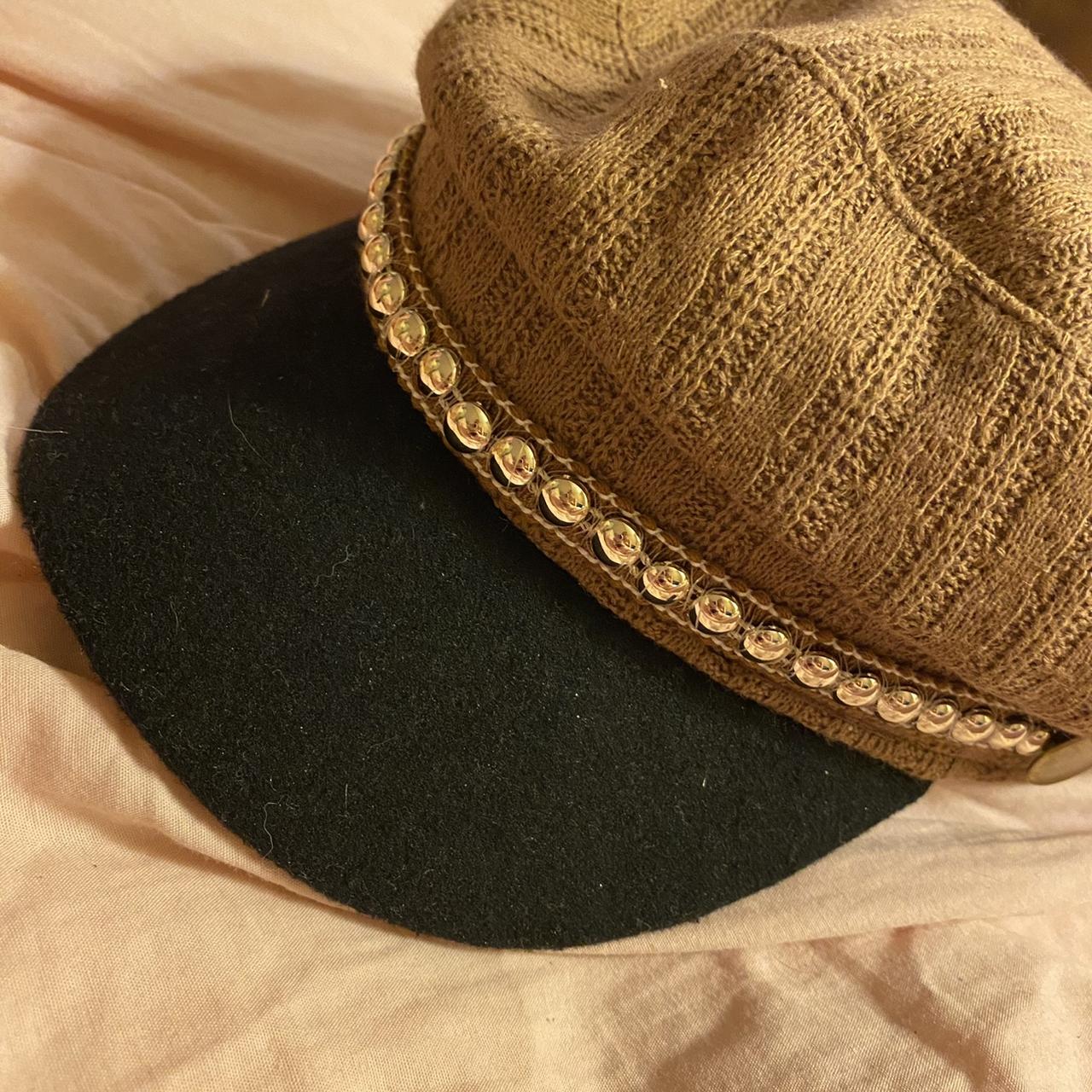 Brown cabbie hat. Never worn. • • Brown gold black... Depop