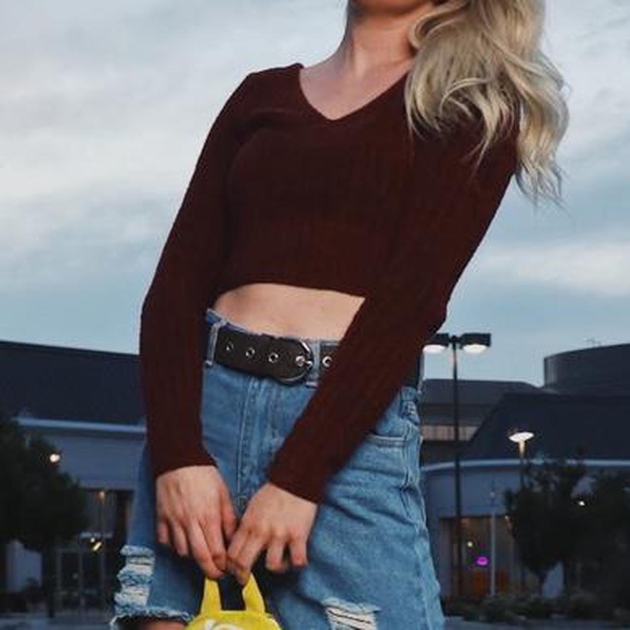 maroon cropped sweater