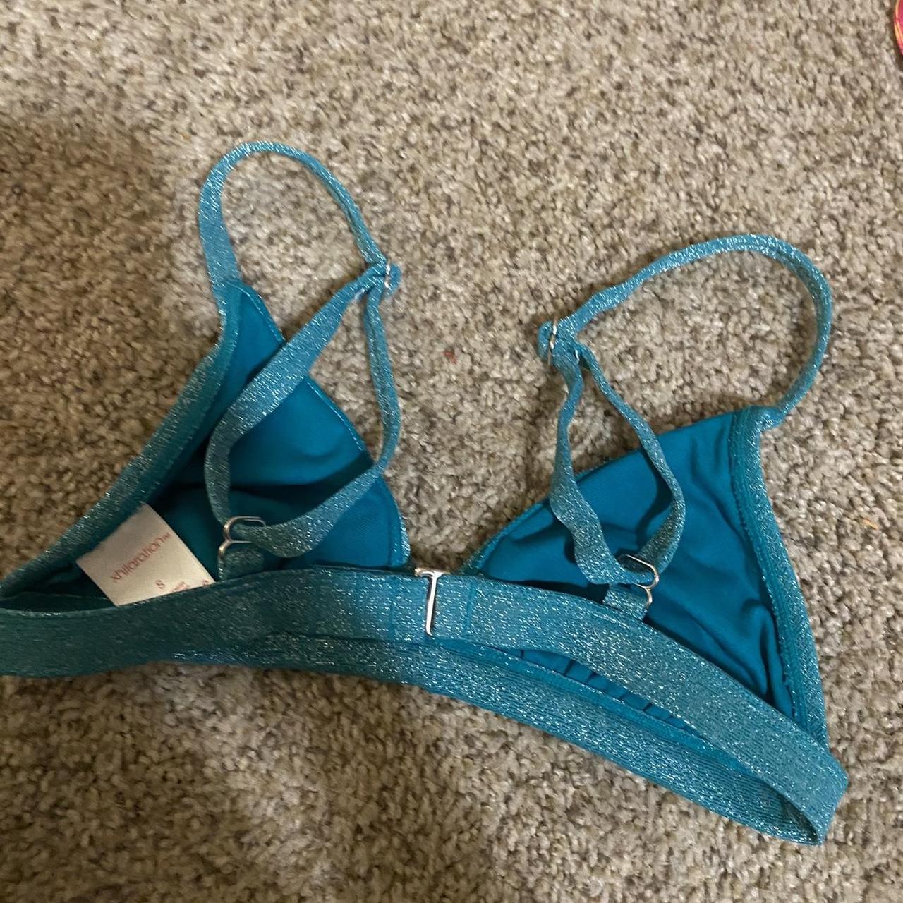 Aqua blue shimmery bikini top. Xhilaration size... - Depop