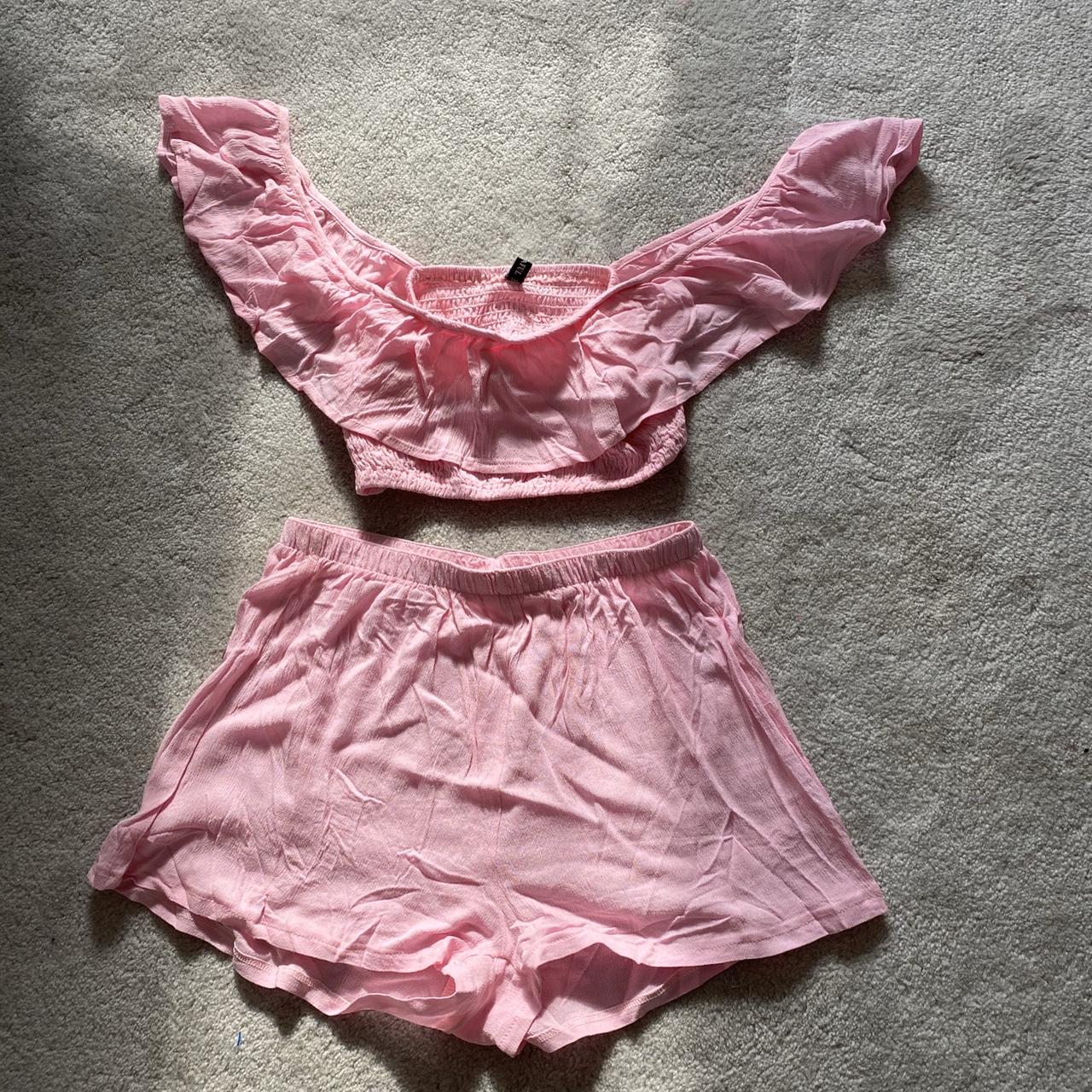 Two piece pink set. Only worn once. ZAFUL size 6.... Depop